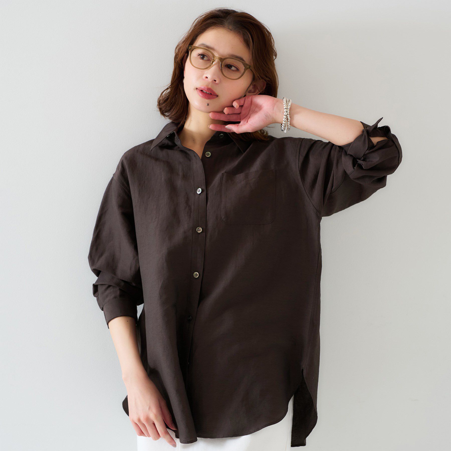 UNTITLED「【セットアップ可能/手洗い可】リネン混 ベーシックシャツ」|シャツ・ブラウス|