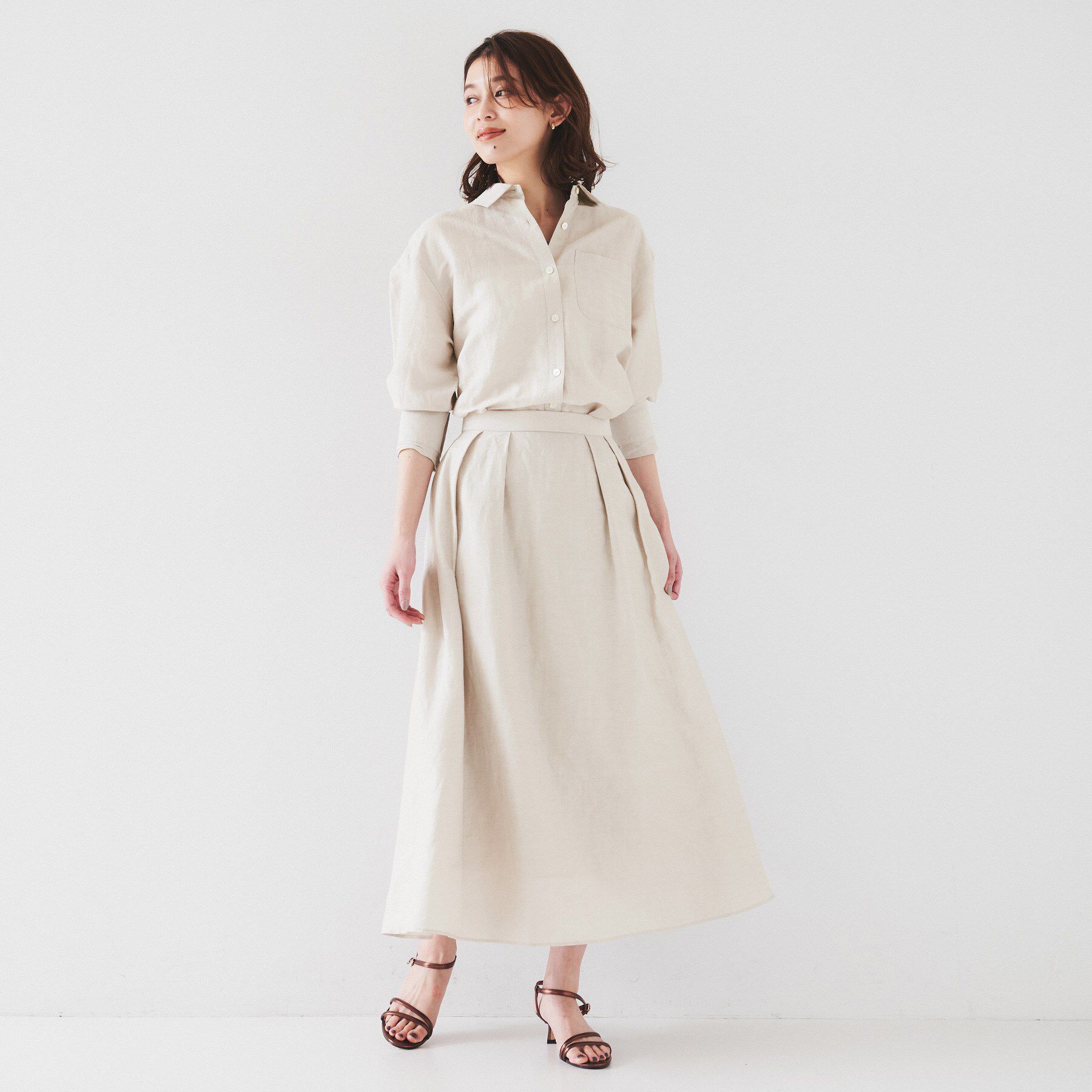 UNTITLED「【セットアップ可能/手洗い可】リネン混 ベーシックシャツ」|シャツ・ブラウス|