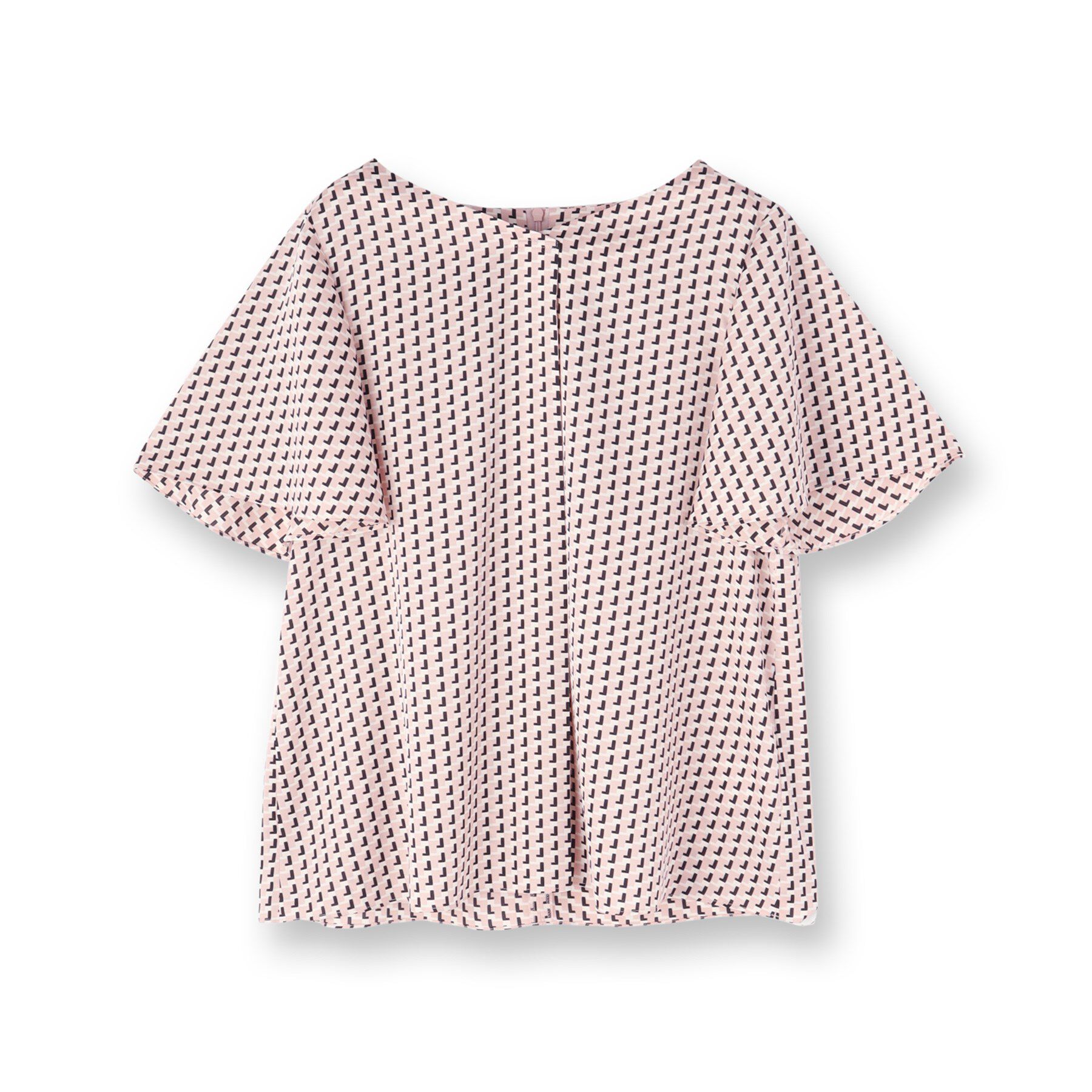 UNTITLED「【通勤/二の腕カバー】ジオメトリック柄 Vネックブラウス」|シャツ・ブラウス|