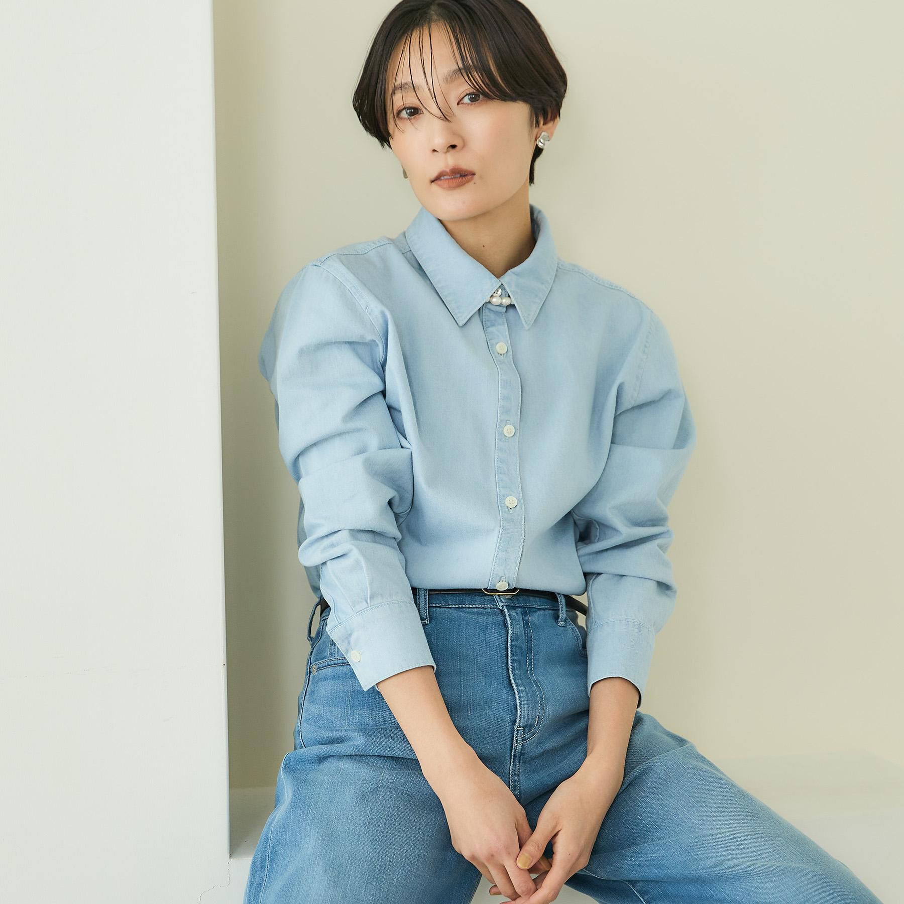 UNTITLED「ライトウェイトデニムブラウス」|シャツ・ブラウス|サックスブルー(09