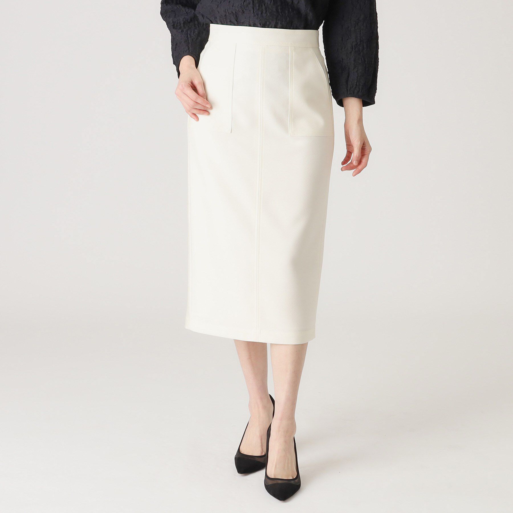 COUP DE CHANCE「【洗える／日本製】デニム調ナロータイトスカート」|スカート|オフホワイト(003