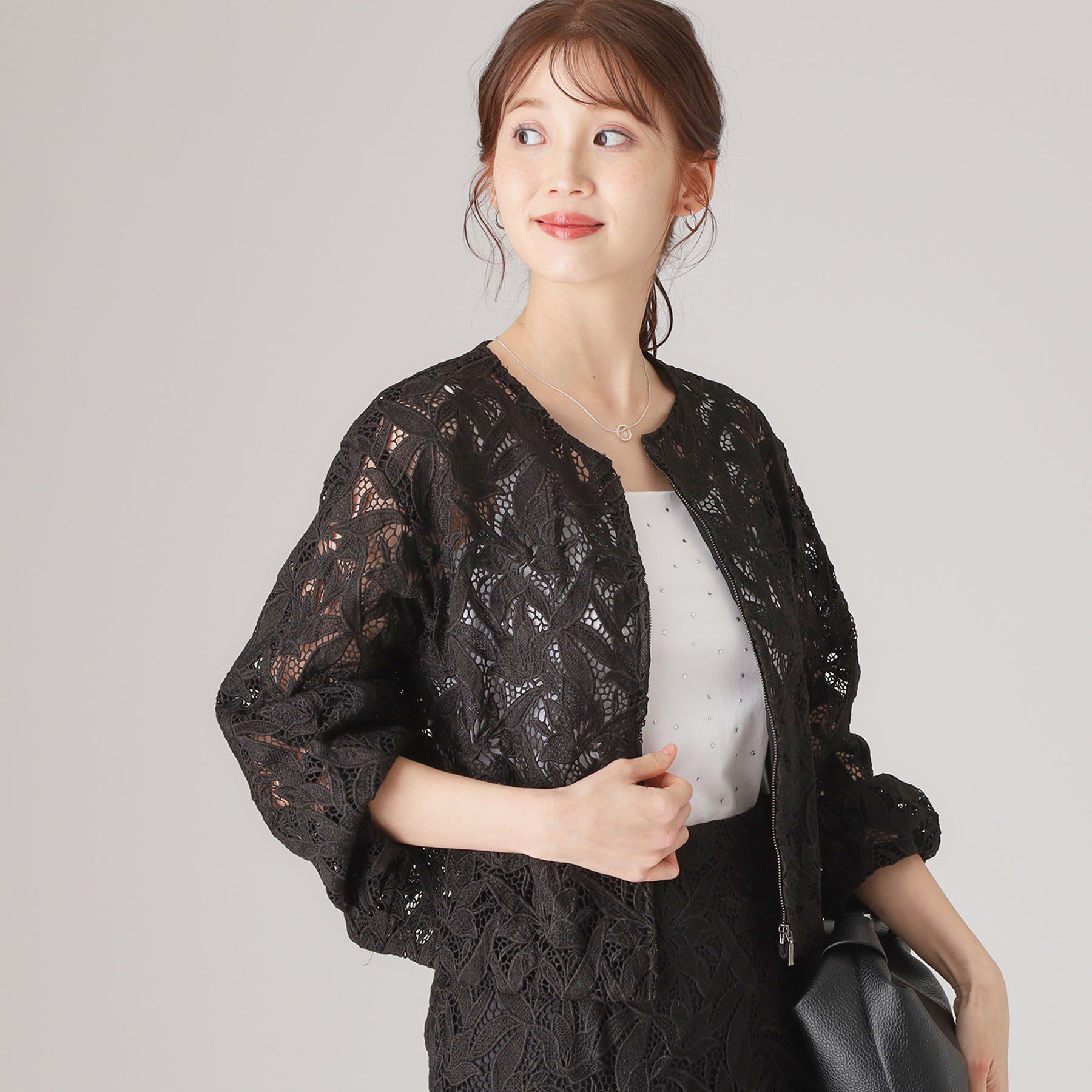 COUP DE CHANCE「【レース／セットアップ可】華やかレースブルゾン」|ブルゾン・スタジャン|