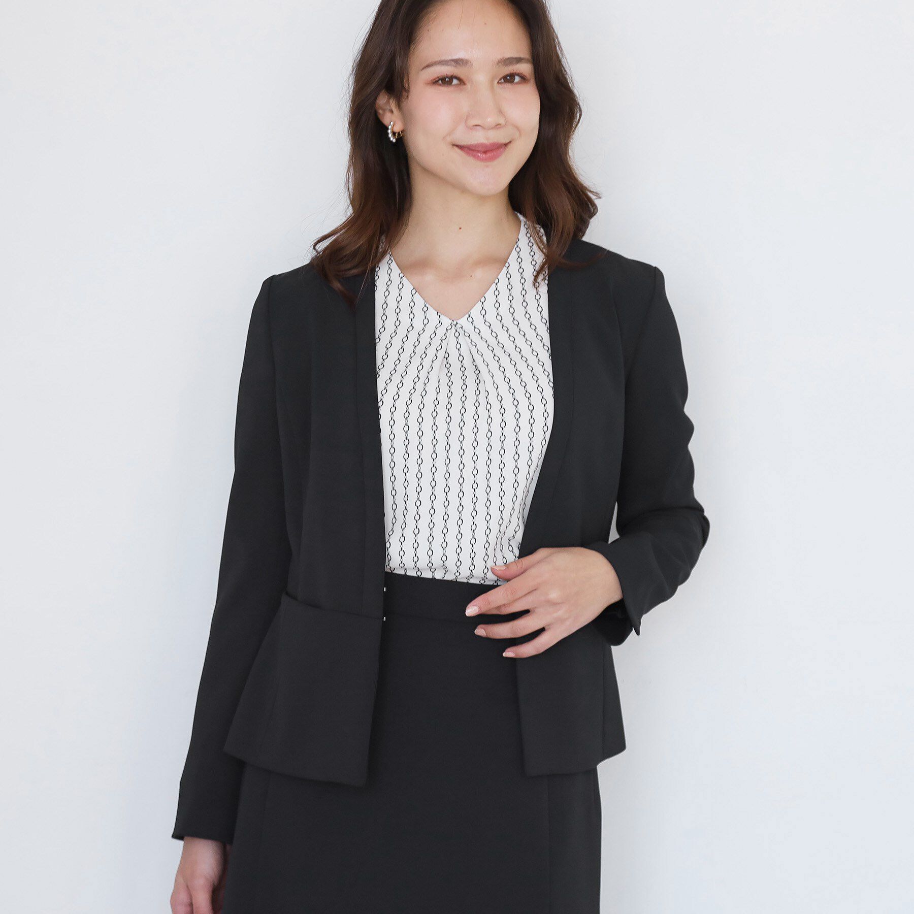 COUP DE CHANCE「【手洗い可／日本製／伸縮性／スーツ可】カラーレスジャケット」|ノーカラージャケット|