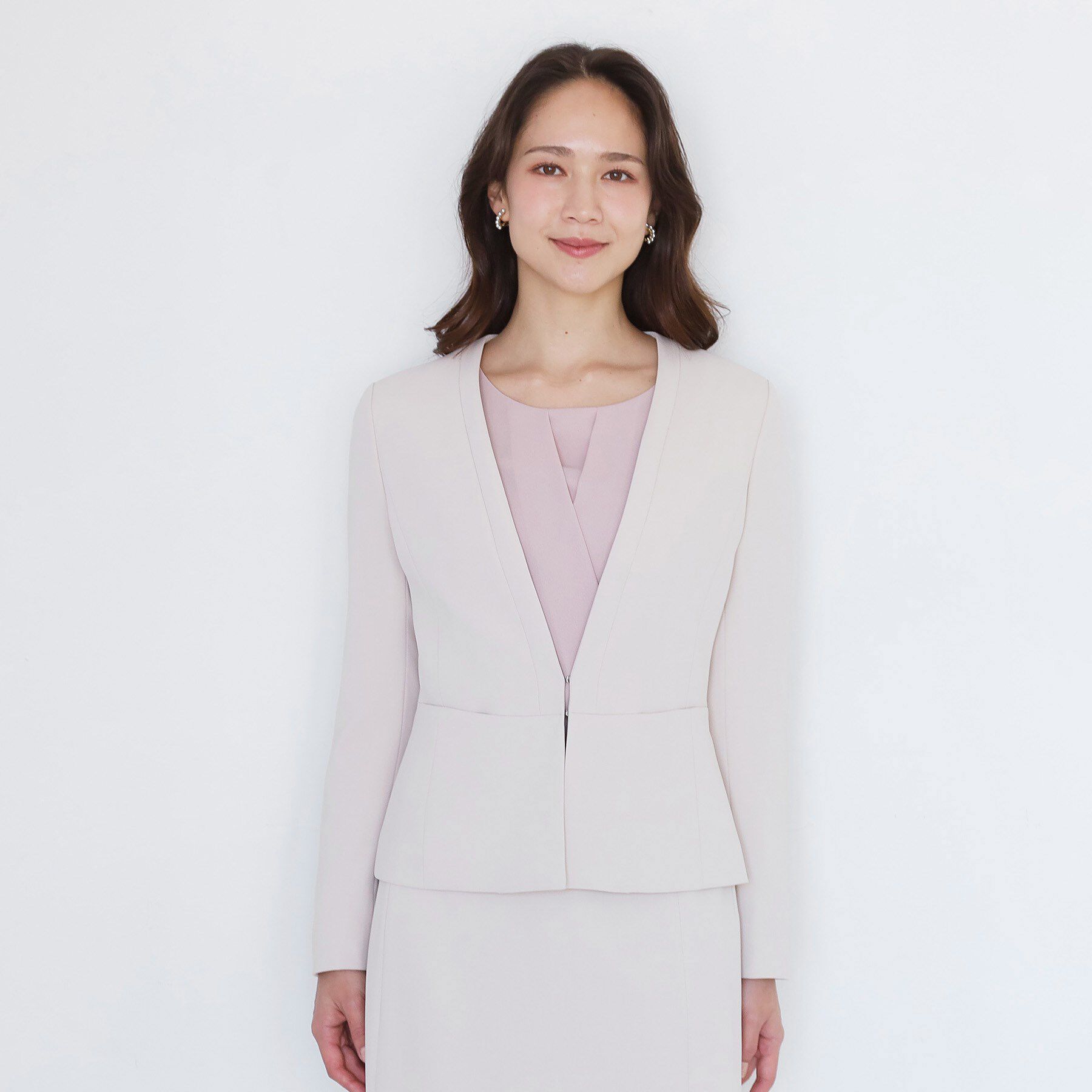 COUP DE CHANCE「【手洗い可／日本製／伸縮性／スーツ可】カラーレスジャケット」|ノーカラージャケット|