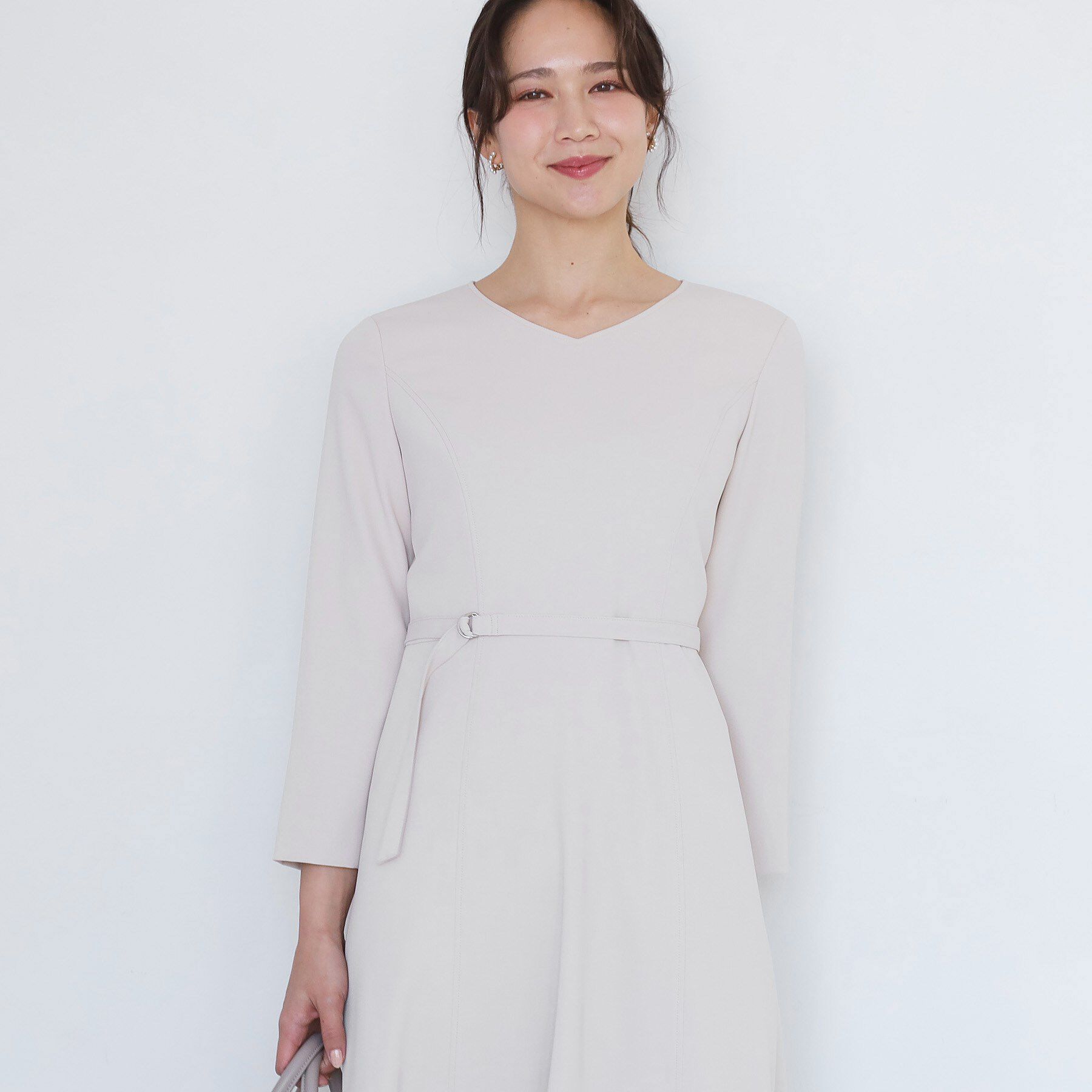 COUP DE CHANCE「【手洗い可／日本製／伸縮性／セットアップ可】共地ベルト付フレアーワンピース」|ワンピース|