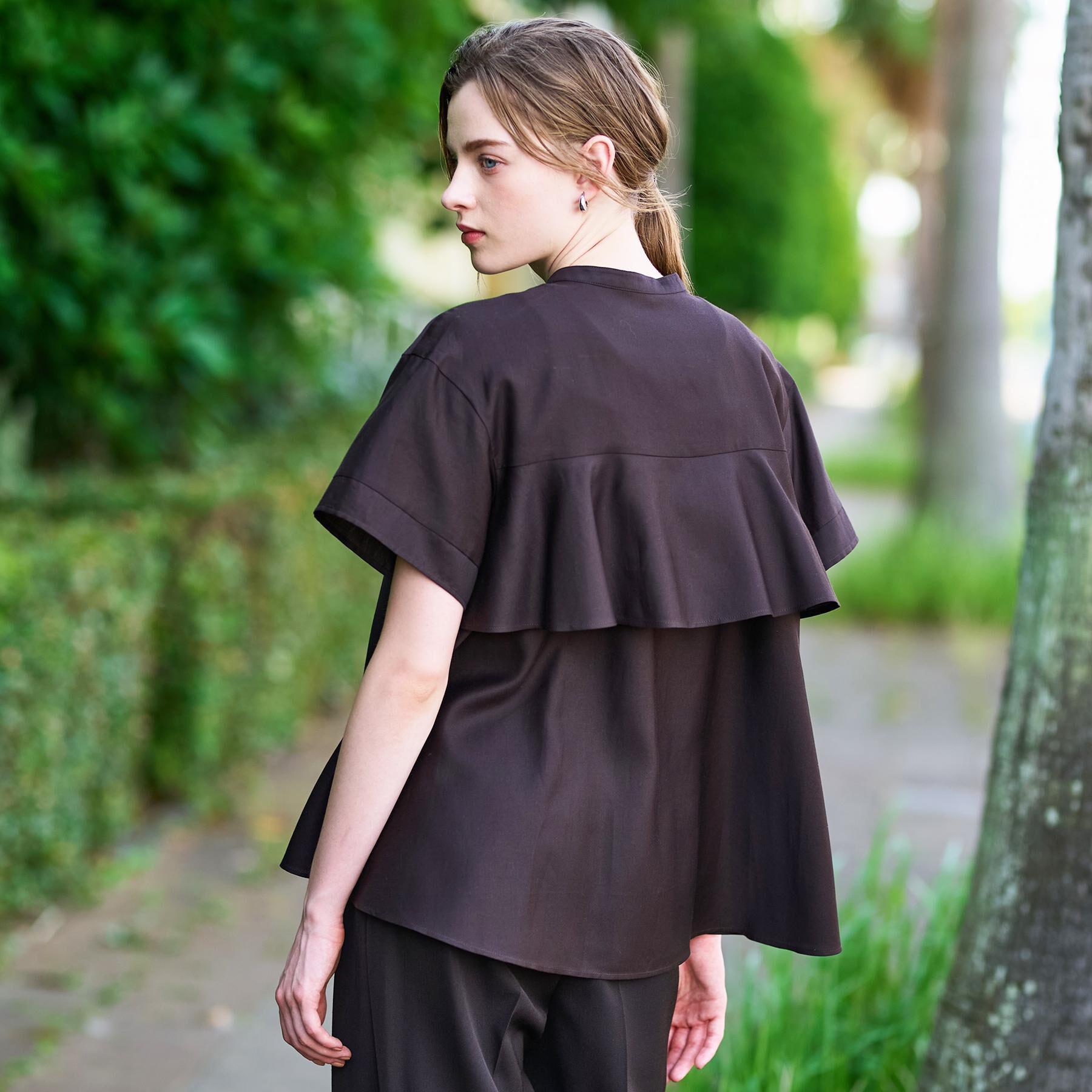 DRESSTERIOR「【洗える/コットン100％】バックフレアティアードブラウス」|シャツ・ブラウス|