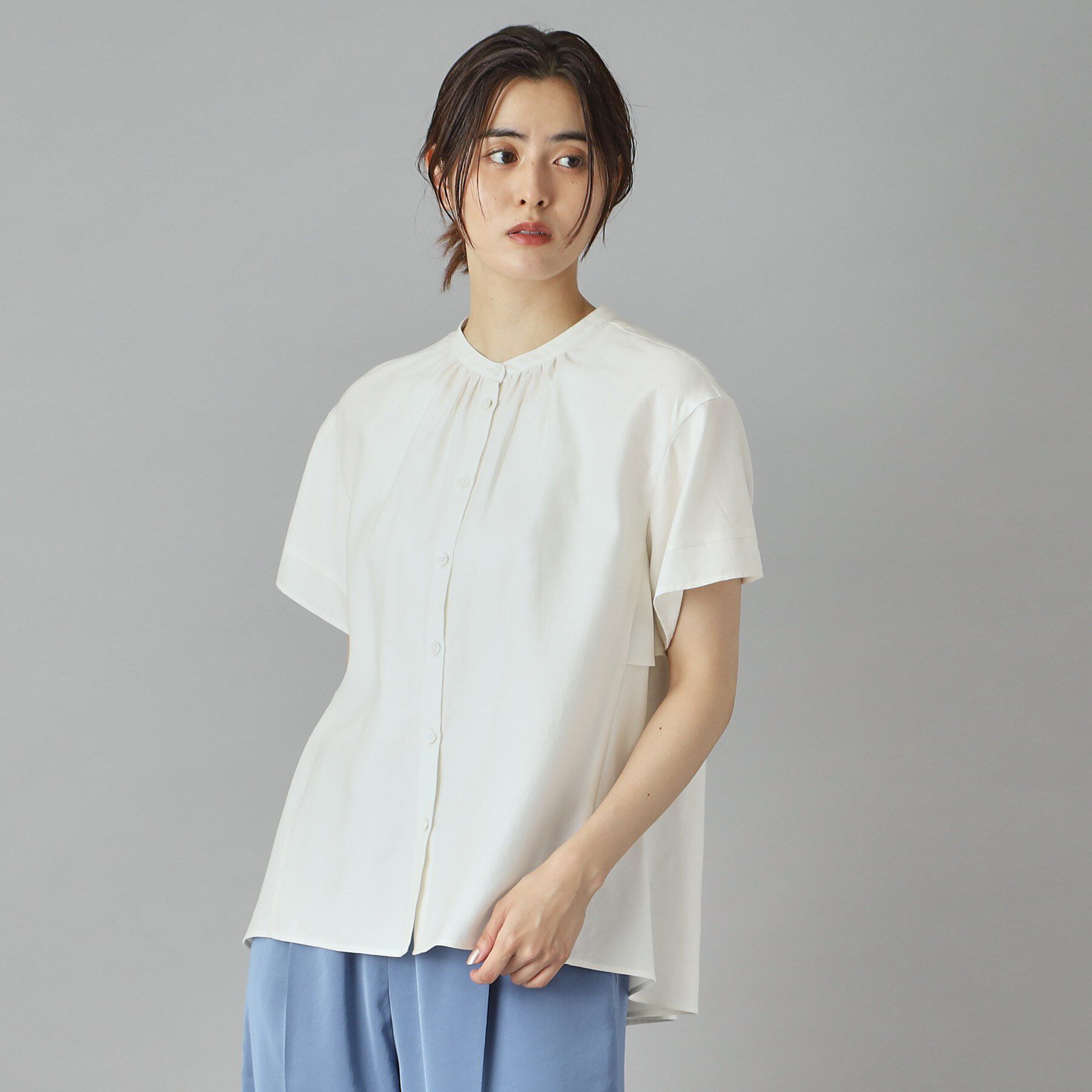 DRESSTERIOR「【洗える/コットン100％】バックフレアティアードブラウス」|シャツ・ブラウス|