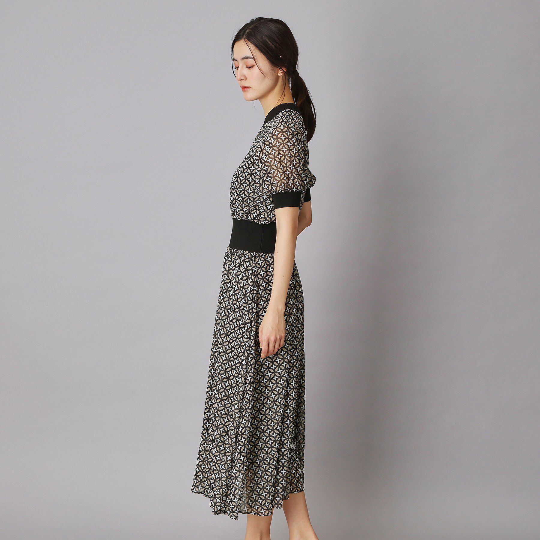 DRESSTERIOR「オーバーラップコンビハーフスリーブワンピース」|ワンピース|