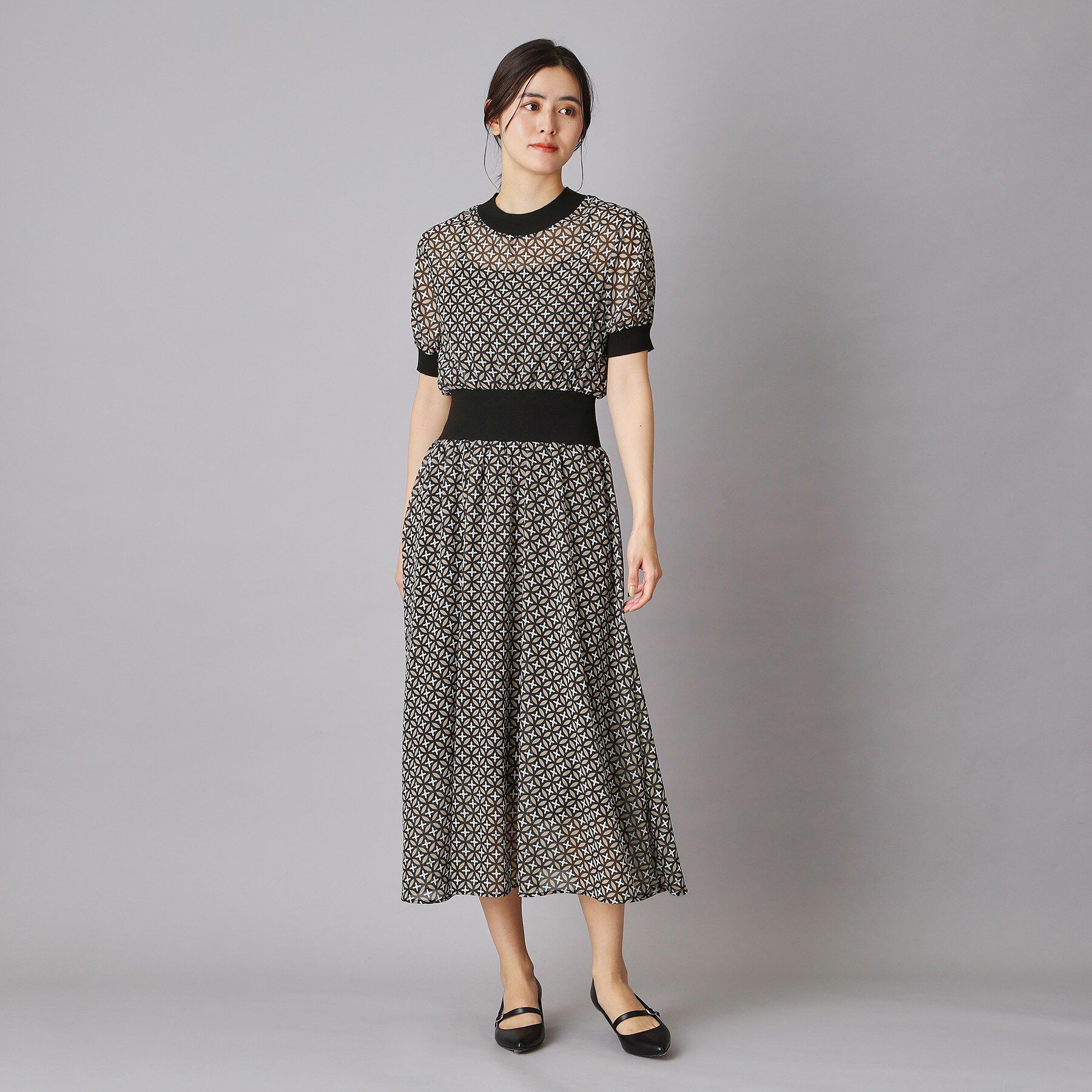 DRESSTERIOR「オーバーラップコンビハーフスリーブワンピース」|ワンピース|