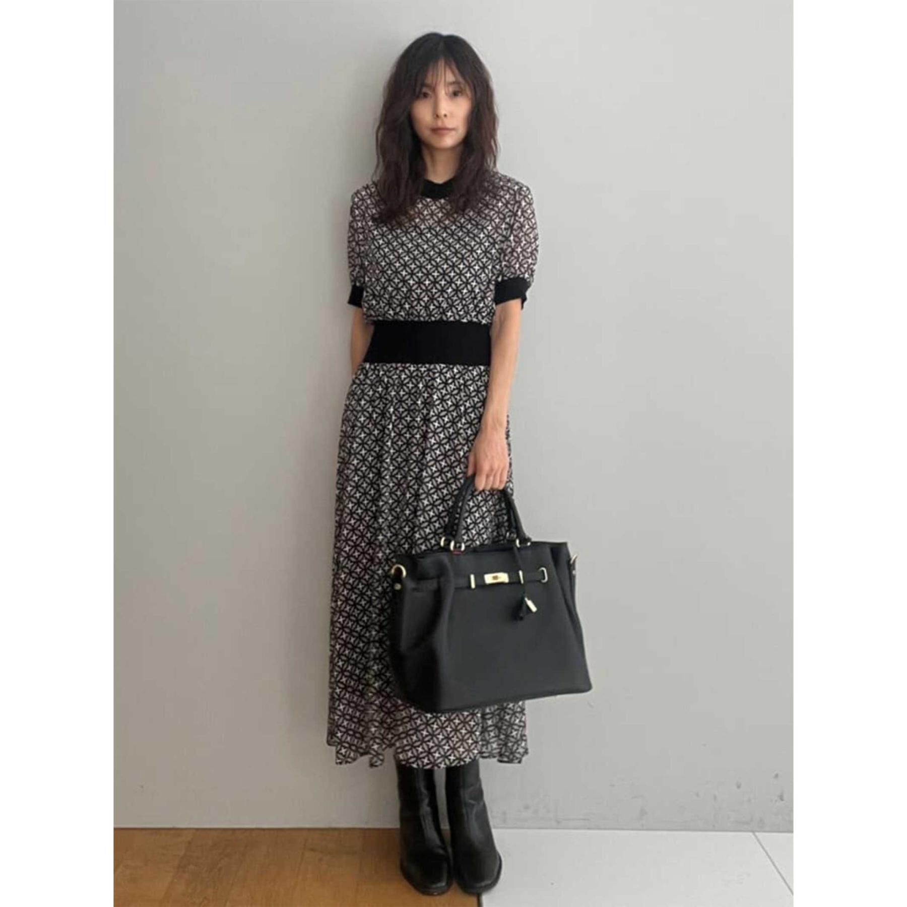 DRESSTERIOR「オーバーラップコンビハーフスリーブワンピース」|ワンピース|