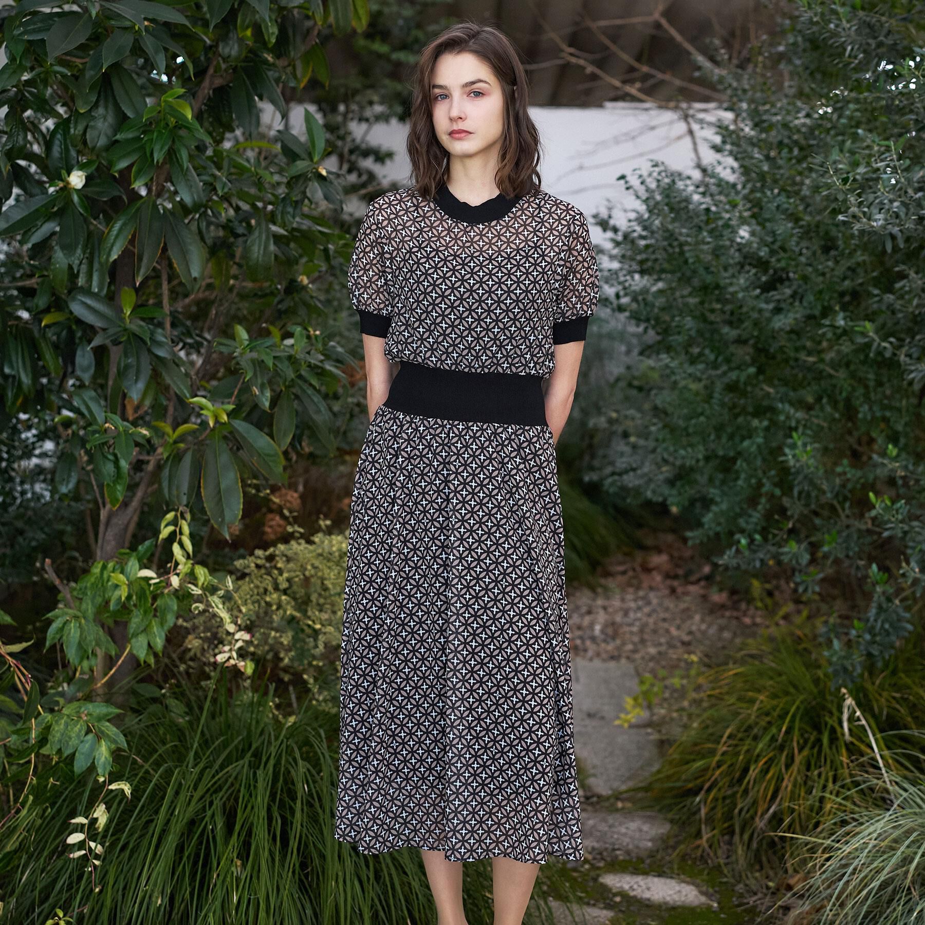 DRESSTERIOR「オーバーラップコンビハーフスリーブワンピース」|ワンピース|