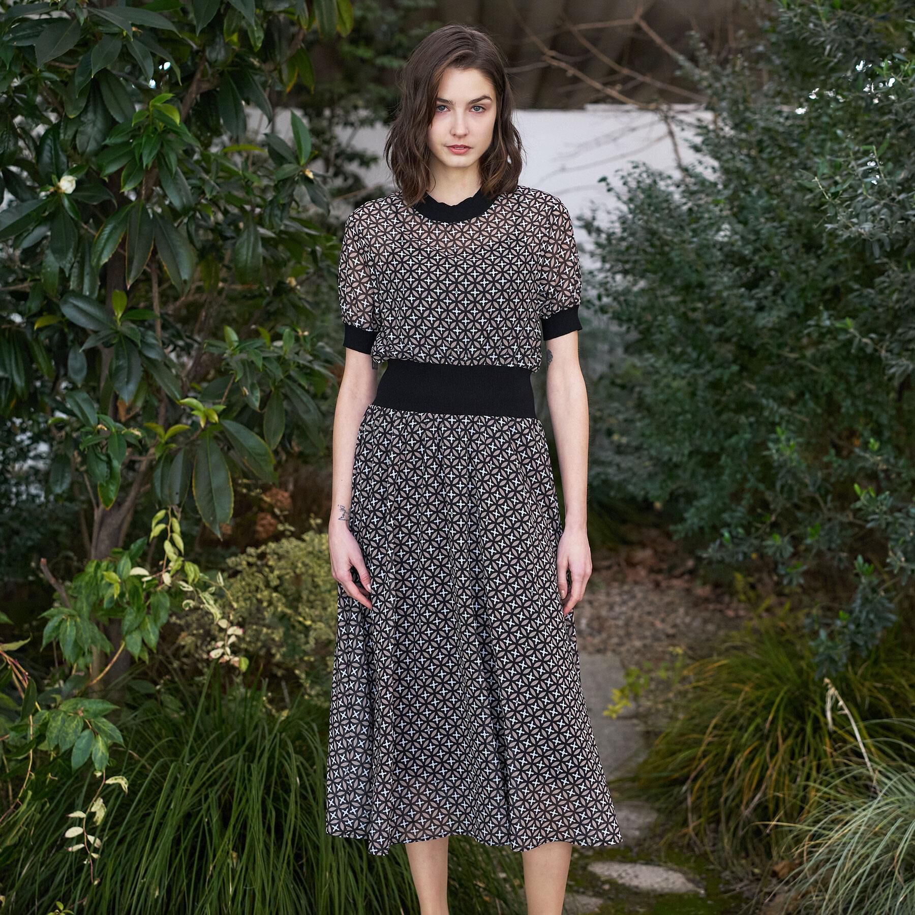 DRESSTERIOR「オーバーラップコンビハーフスリーブワンピース」|ワンピース|