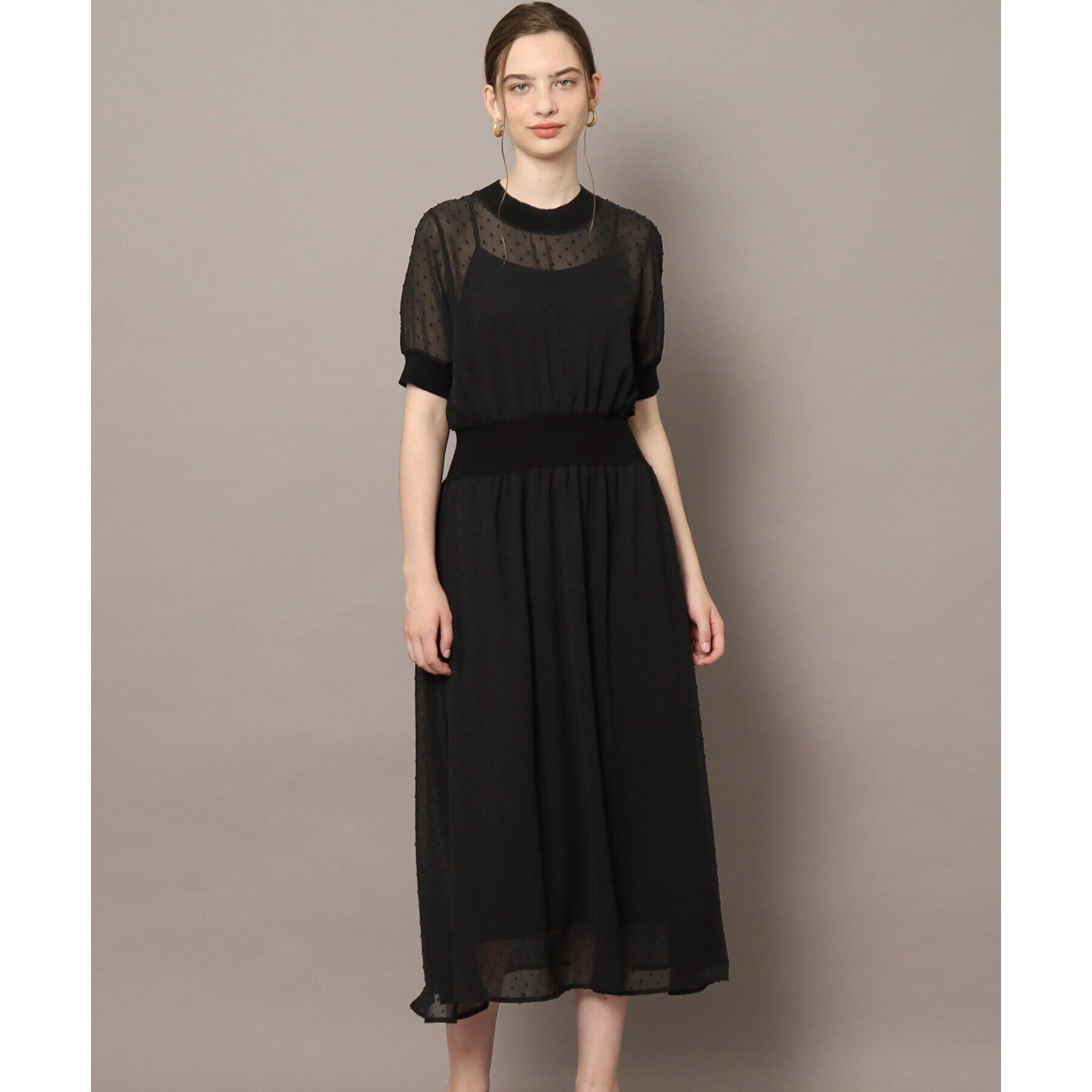 DRESSTERIOR「ドットカットジャカードハーフスリーブ」|ワンピース|