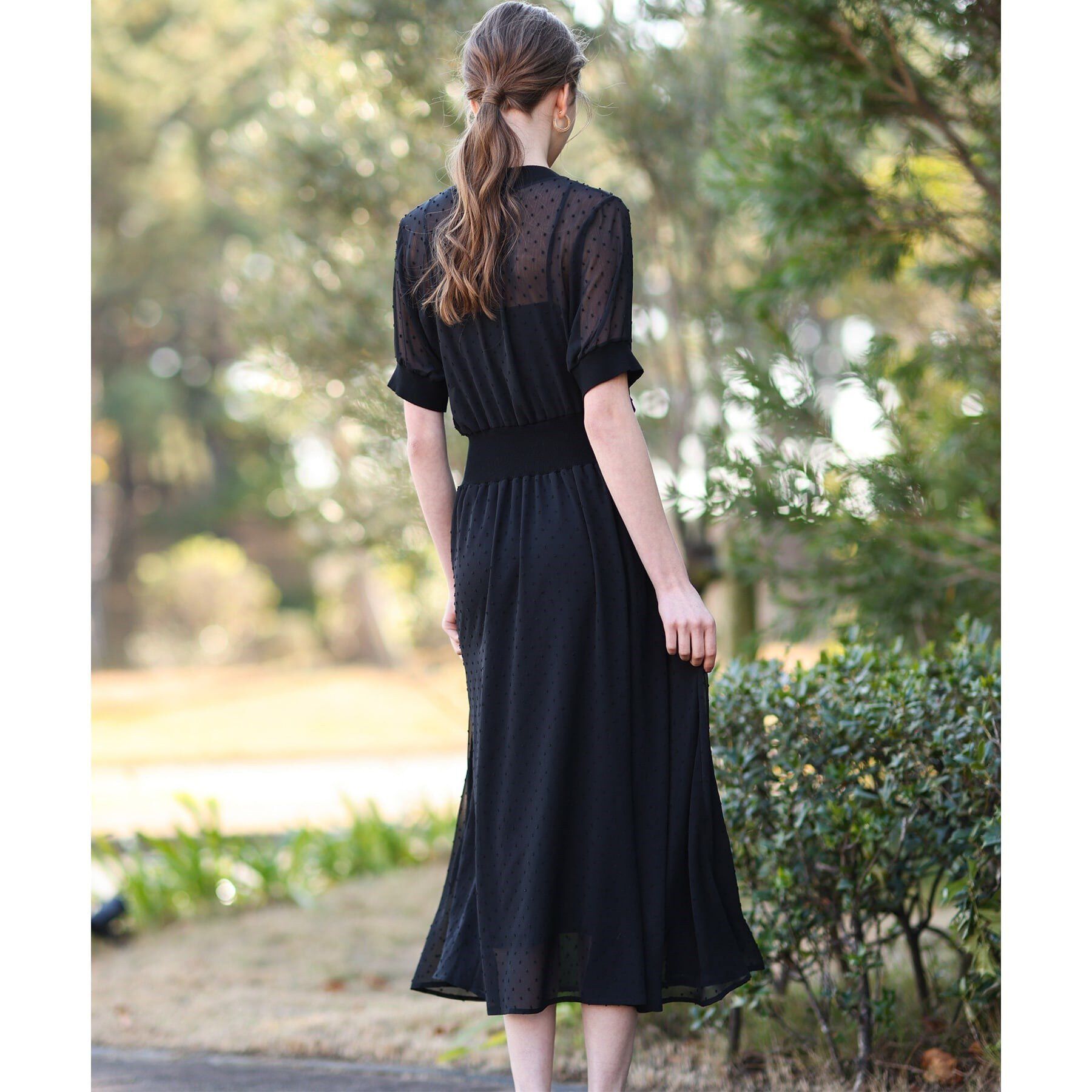 DRESSTERIOR「ドットカットジャカードハーフスリーブ」|ワンピース|