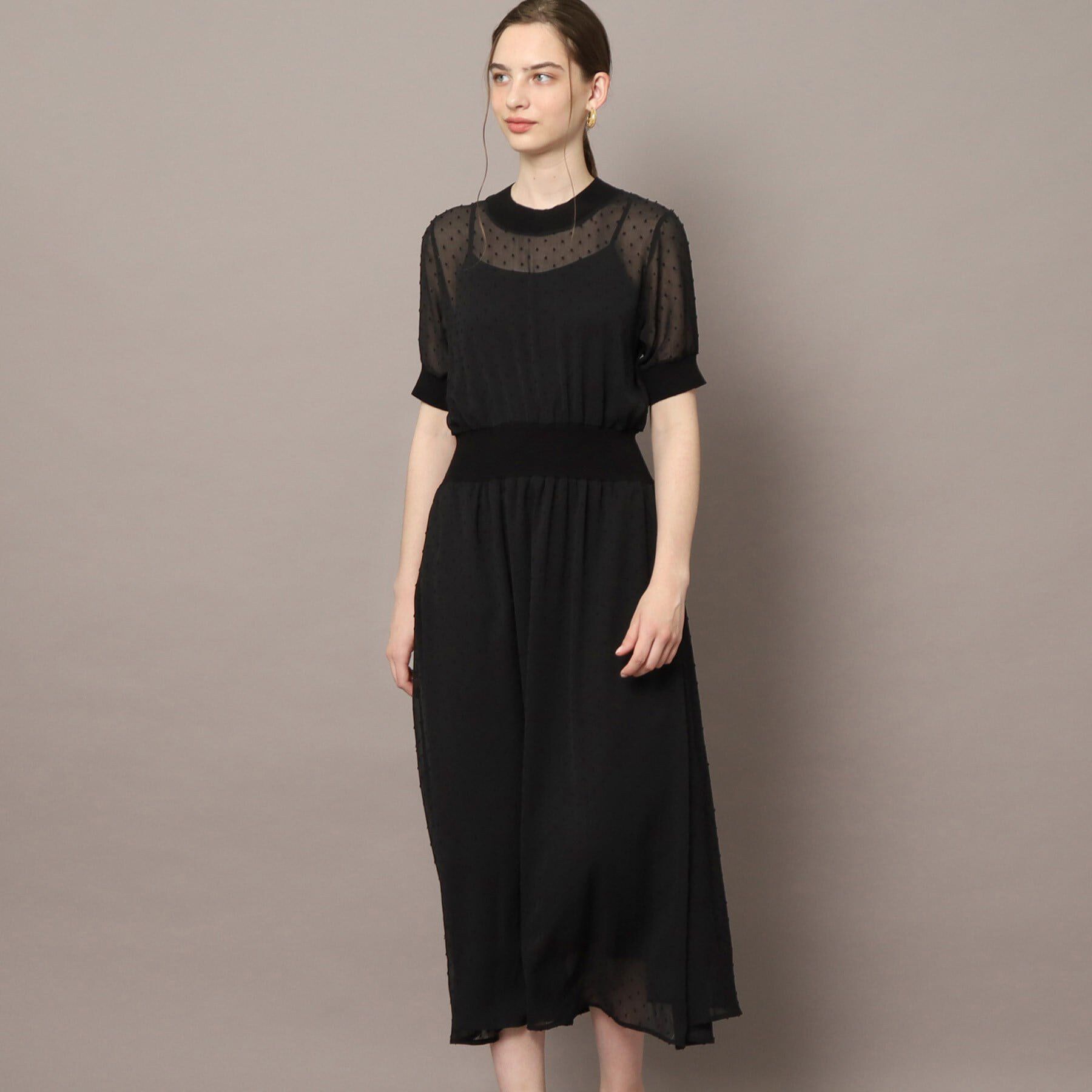 DRESSTERIOR「ドットカットジャカードハーフスリーブ」|ワンピース|