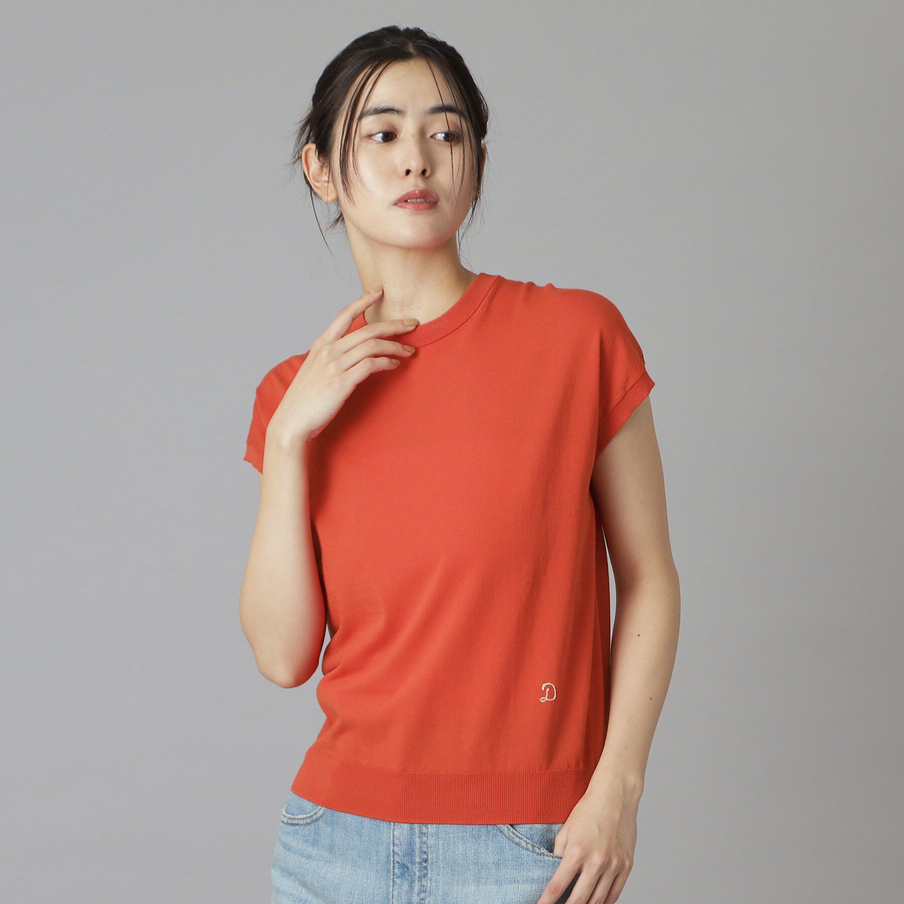 DRESSTERIOR「コットンシルクフレンチスリーブニット」|ニット・セーター|