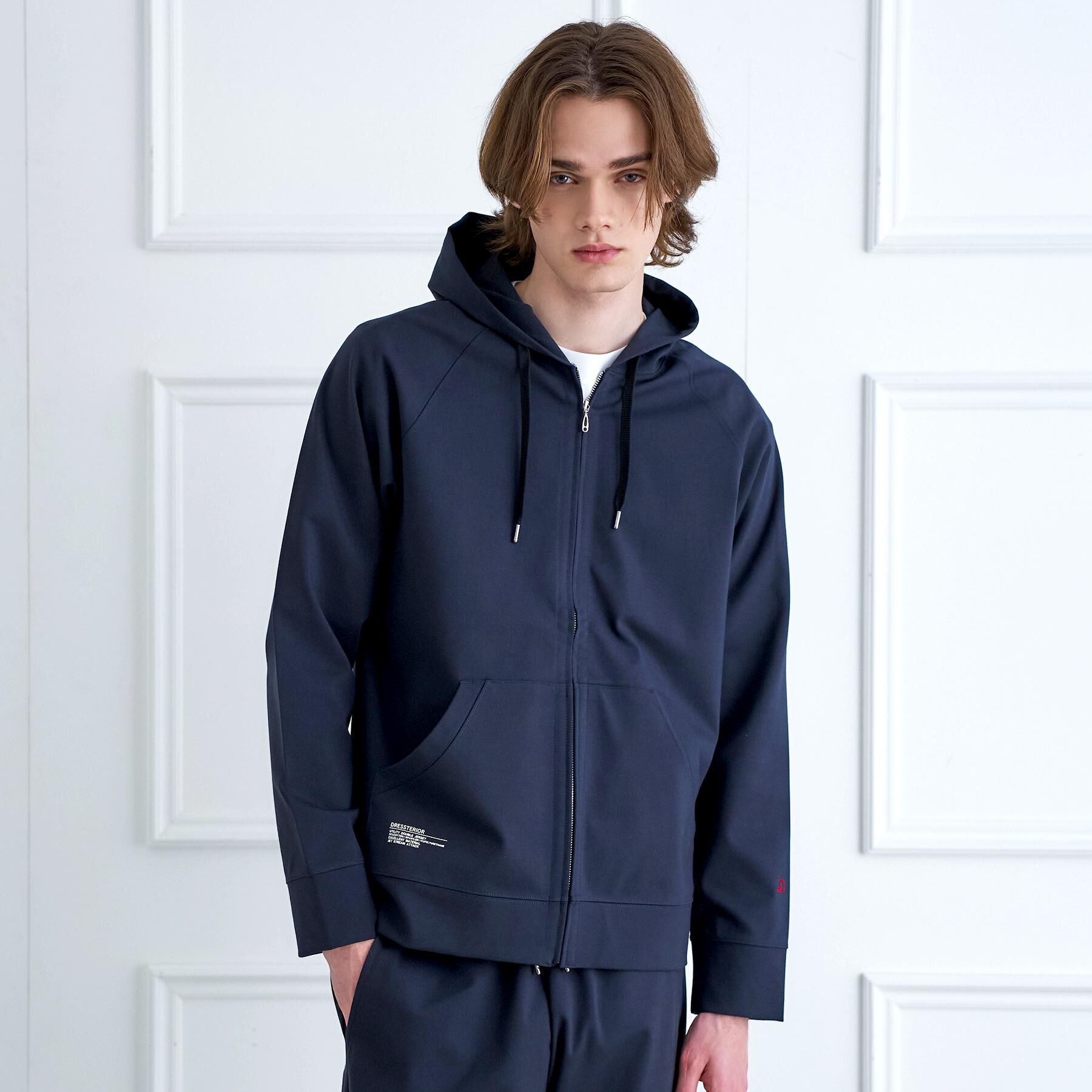 DRESSTERIOR「ドライタッチ ハイカウントジップアップパーカ」|パーカー|ネイビー(094)