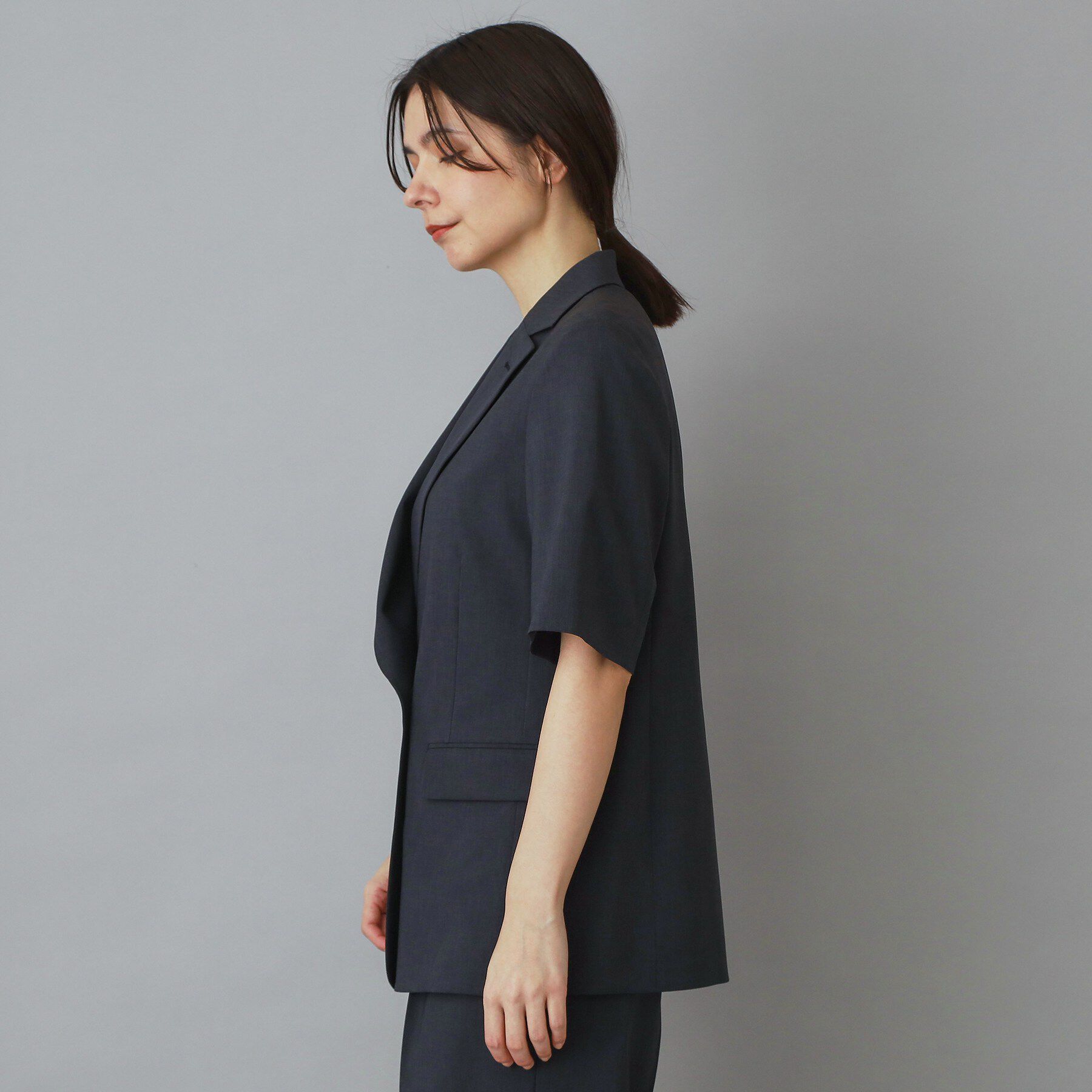 DRESSTERIOR「ウォッシャブルハーフスリーブダブルジャケット」|テーラードジャケット|