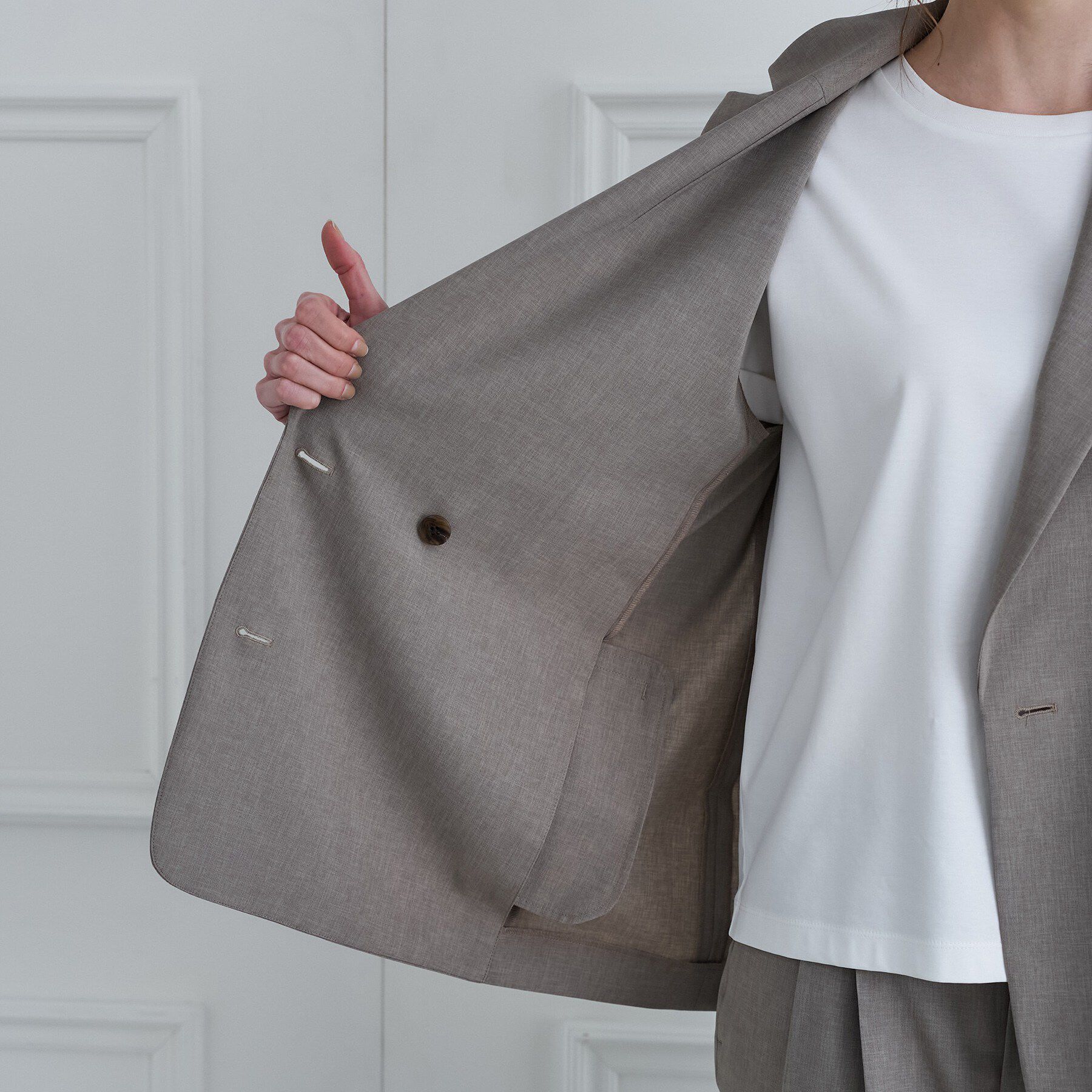 DRESSTERIOR「ウォッシャブルハーフスリーブダブルジャケット」|テーラードジャケット|