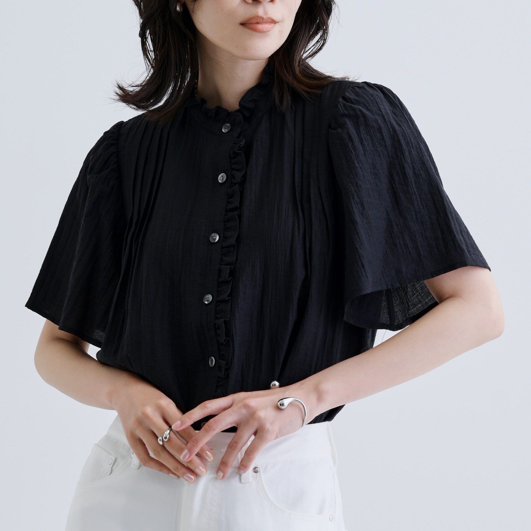 GALLEST「フレアスリーブブラウス」|シャツ・ブラウス|ブラック(019)