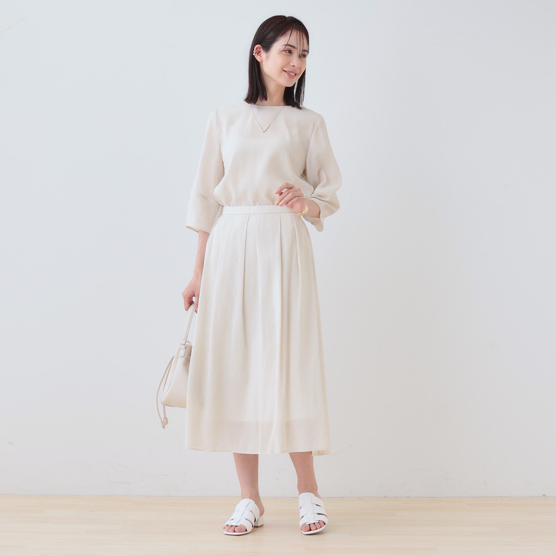 INDIVI「【洗える／SETUP可能】シアータックフレアスカート」|スカート|