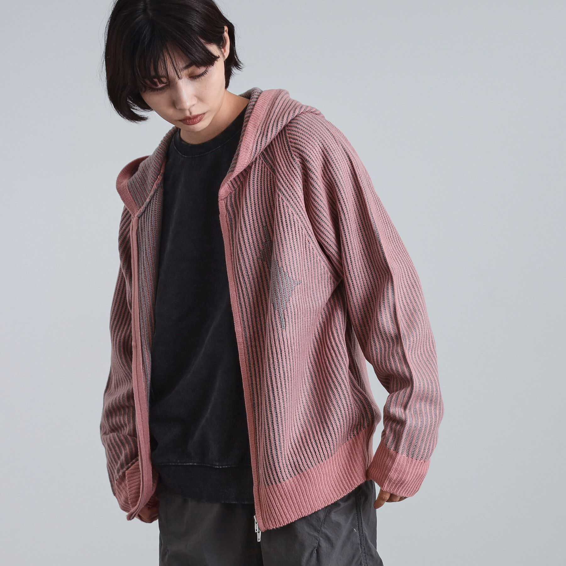 tk.TAKEO KIKUCHI「プレーティングブライトモチーフジップパーカー」|ニット・セーター|