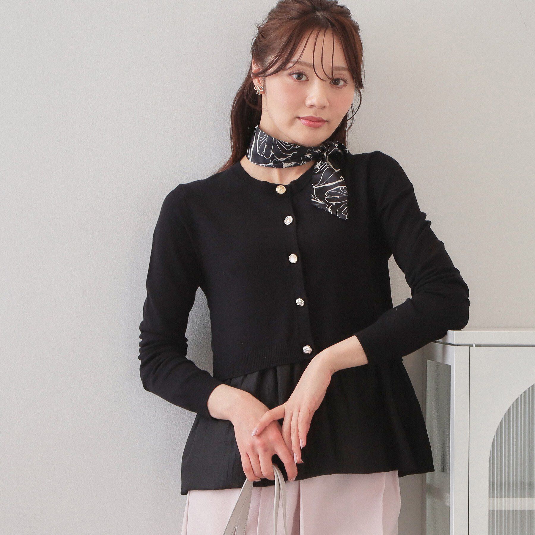 index「ペプラムレイヤード多釦カーディガン【洗濯機OK】」|カーディガン|ブラック(019)
