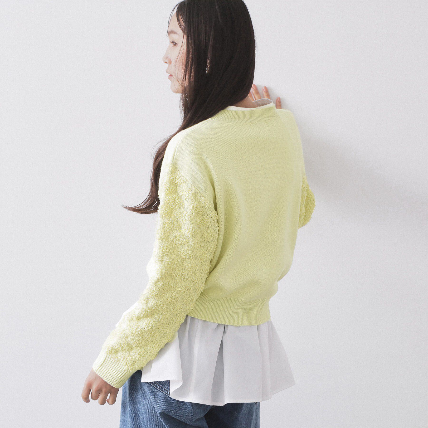 OPAQUE.CLIP「ループヤーンスリーブニット【洗濯機OK】」|ニット・セーター|