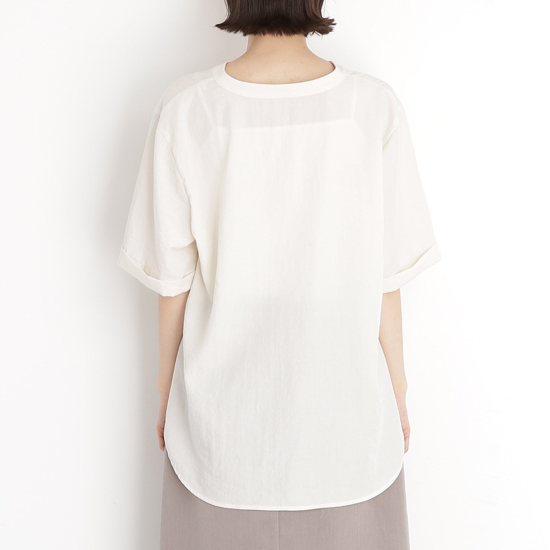 THE SHOP TK「ダブルポケット5分袖シャツ【体型カバー/洗濯機OK】」|シャツ・ブラウス|