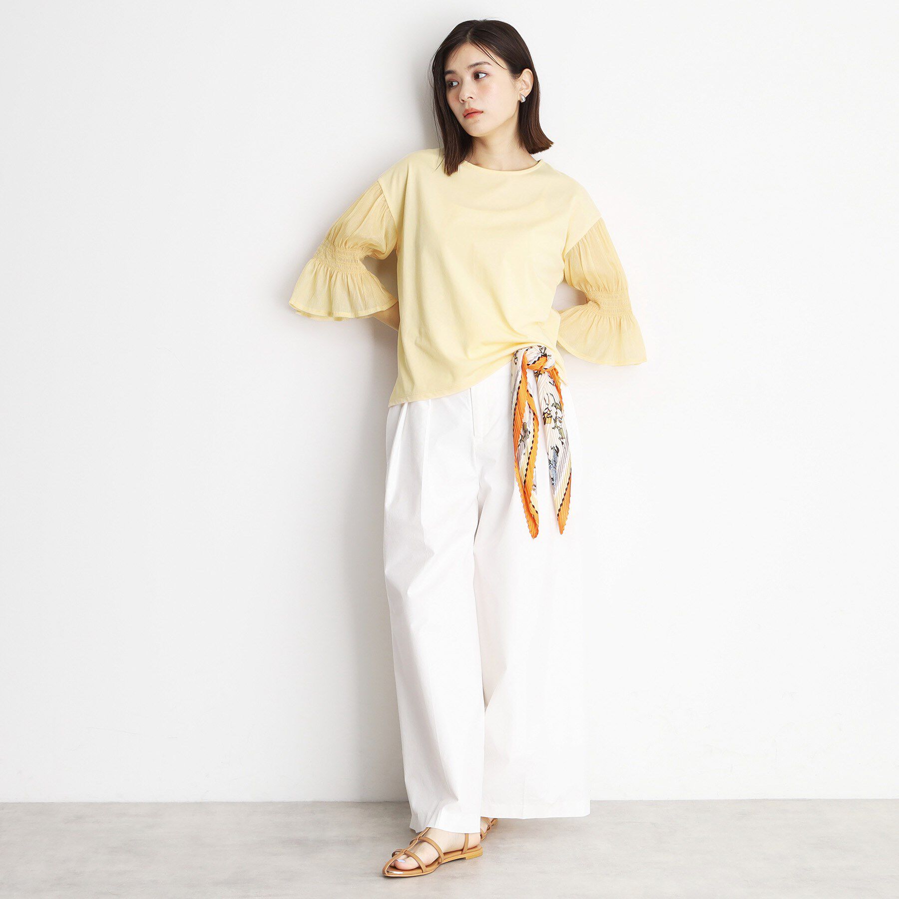 THE SHOP TK「袖シャーリングシアープルオーバー【洗濯機OK】」|Tシャツ・カットソー|