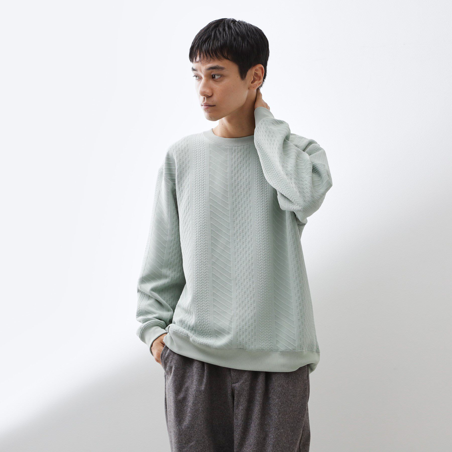 THE SHOP TK「【無地に飽きた方へ】ふくれジャカードスウェット　洗濯機OK/6色展開/ユニセックスでおすすめ！」|パーカー|