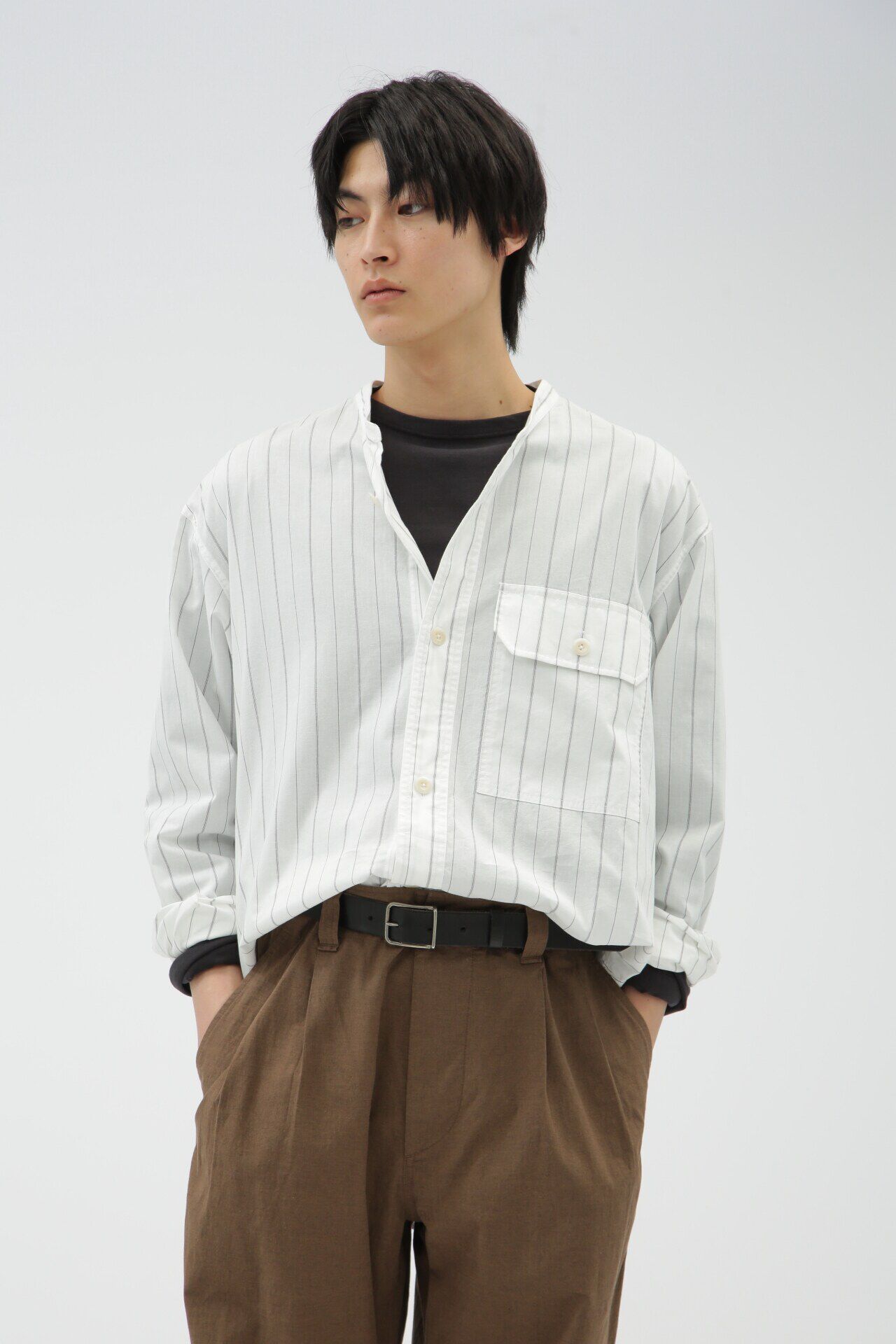 MHL.「GRAPHIC COTTON STRIPE」|シャツ・ブラウス|WHITE