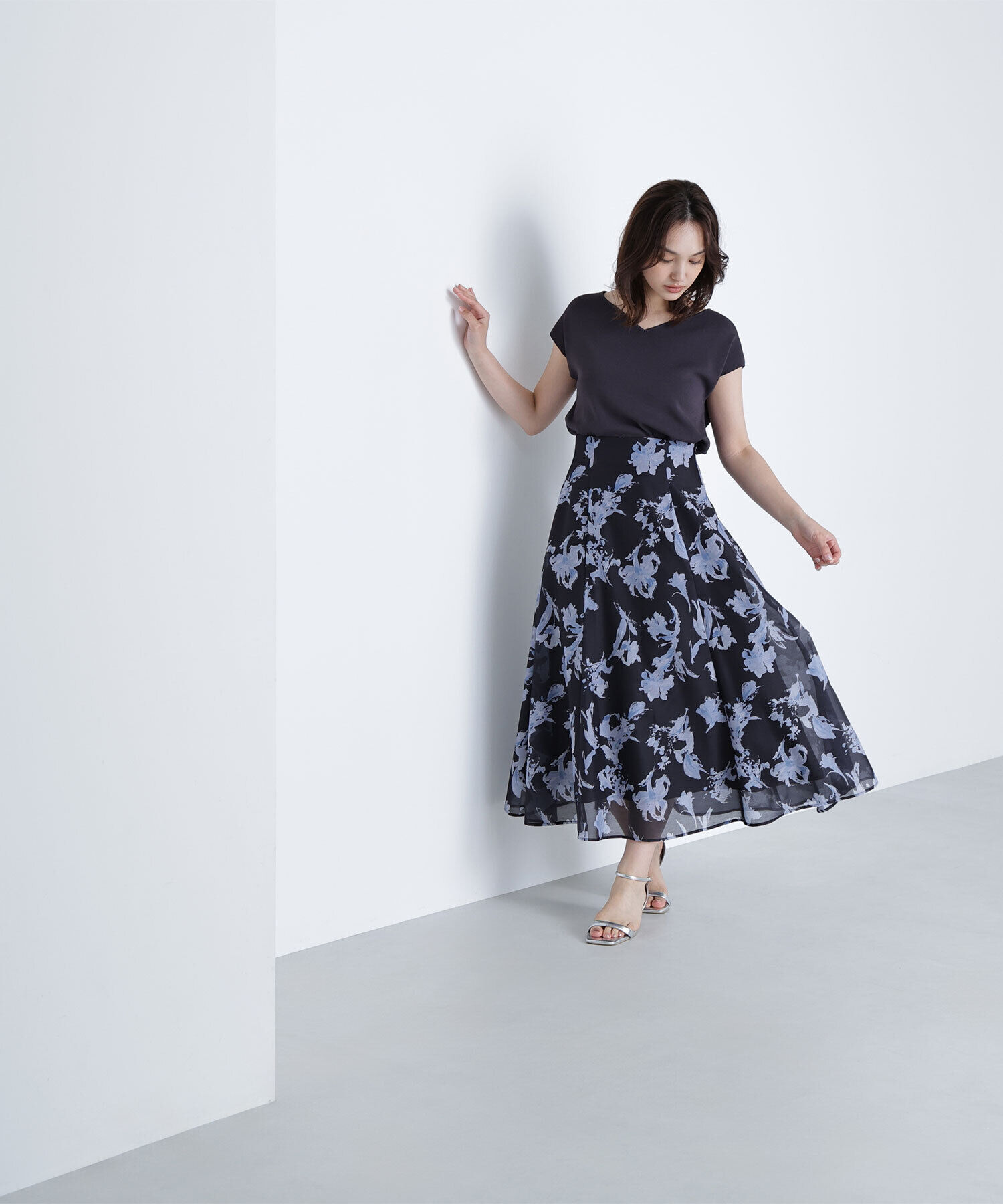  「シアーフラワープリントフレアスカート」|スカート|