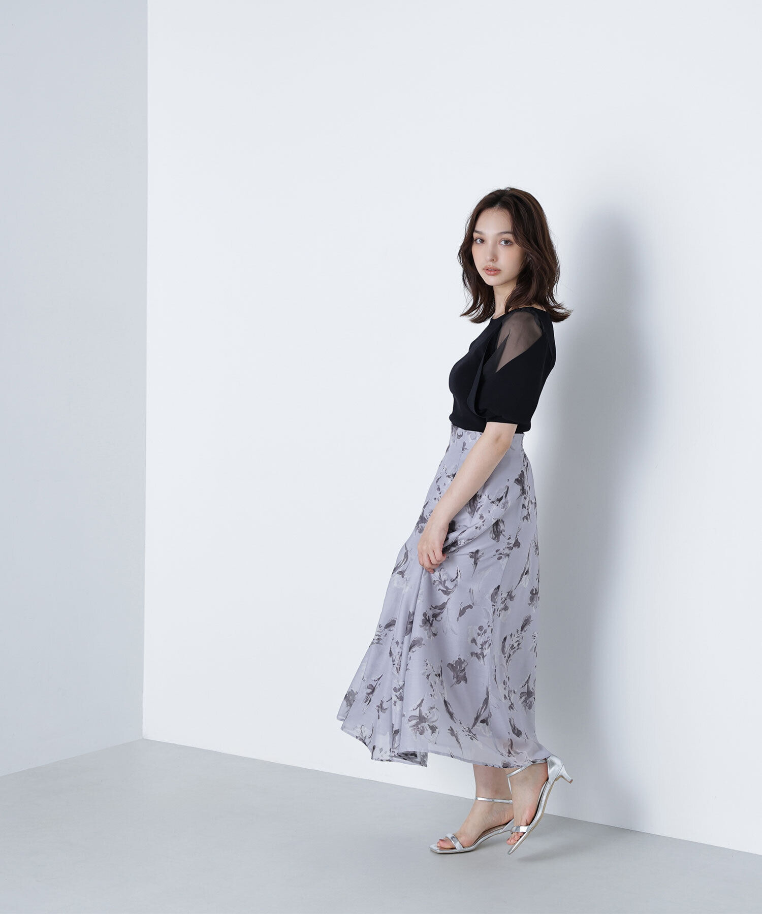  「シアーフラワープリントフレアスカート」|スカート|