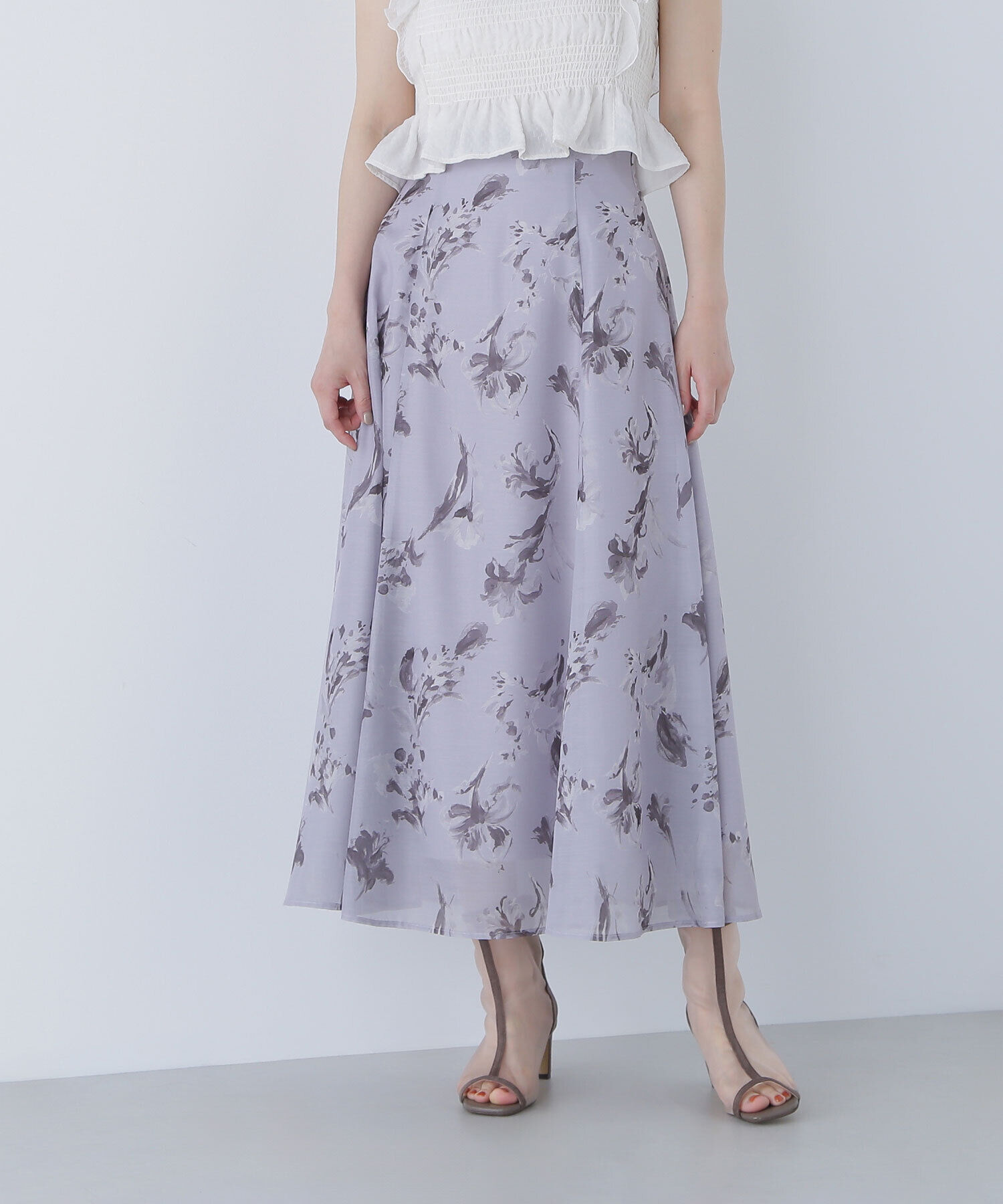  「シアーフラワープリントフレアスカート」|スカート|