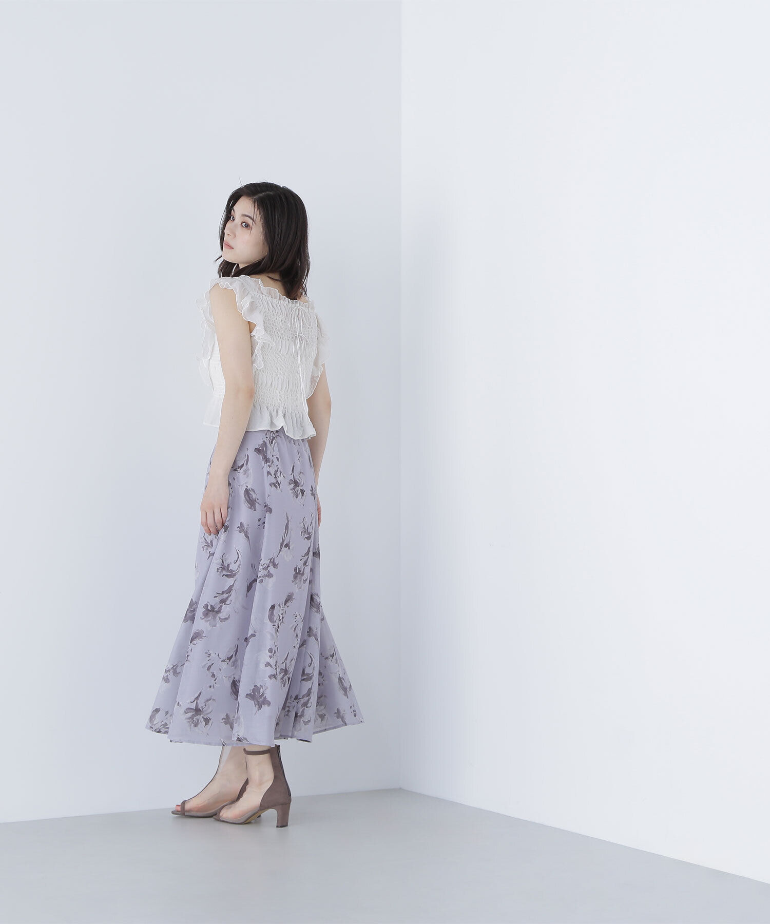  「シアーフラワープリントフレアスカート」|スカート|