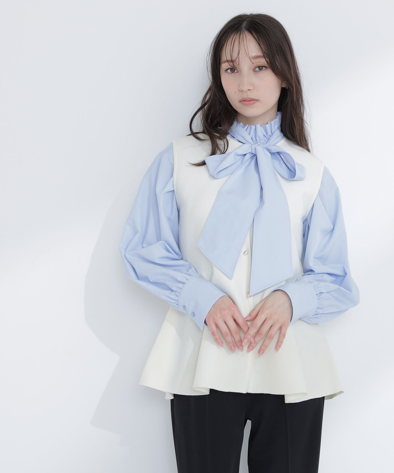  「ハイネックリボンボウブラウス」|シャツ・ブラウス|
