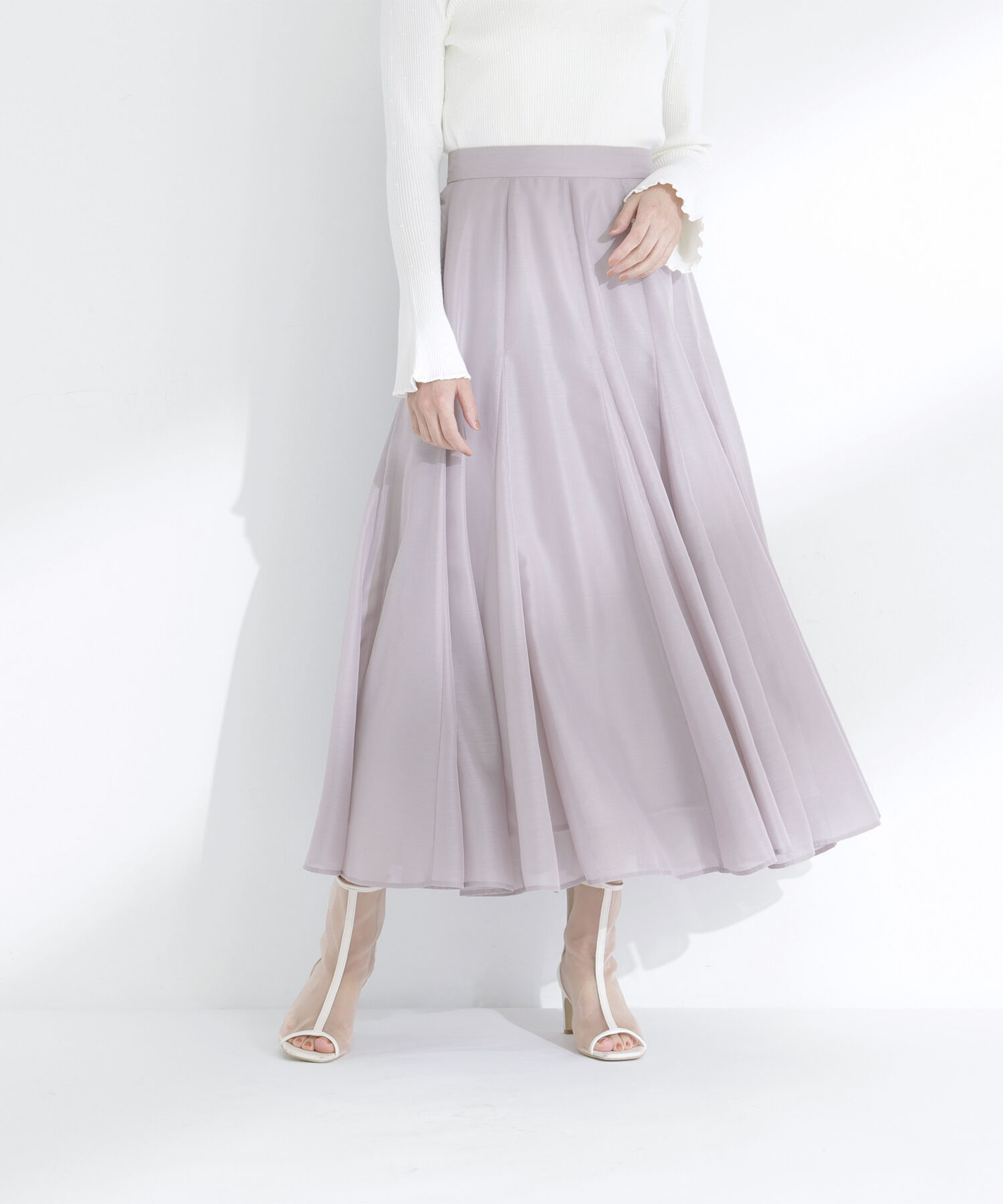  「シャイニーシアーボイルスカート」|スカート|ベージュ