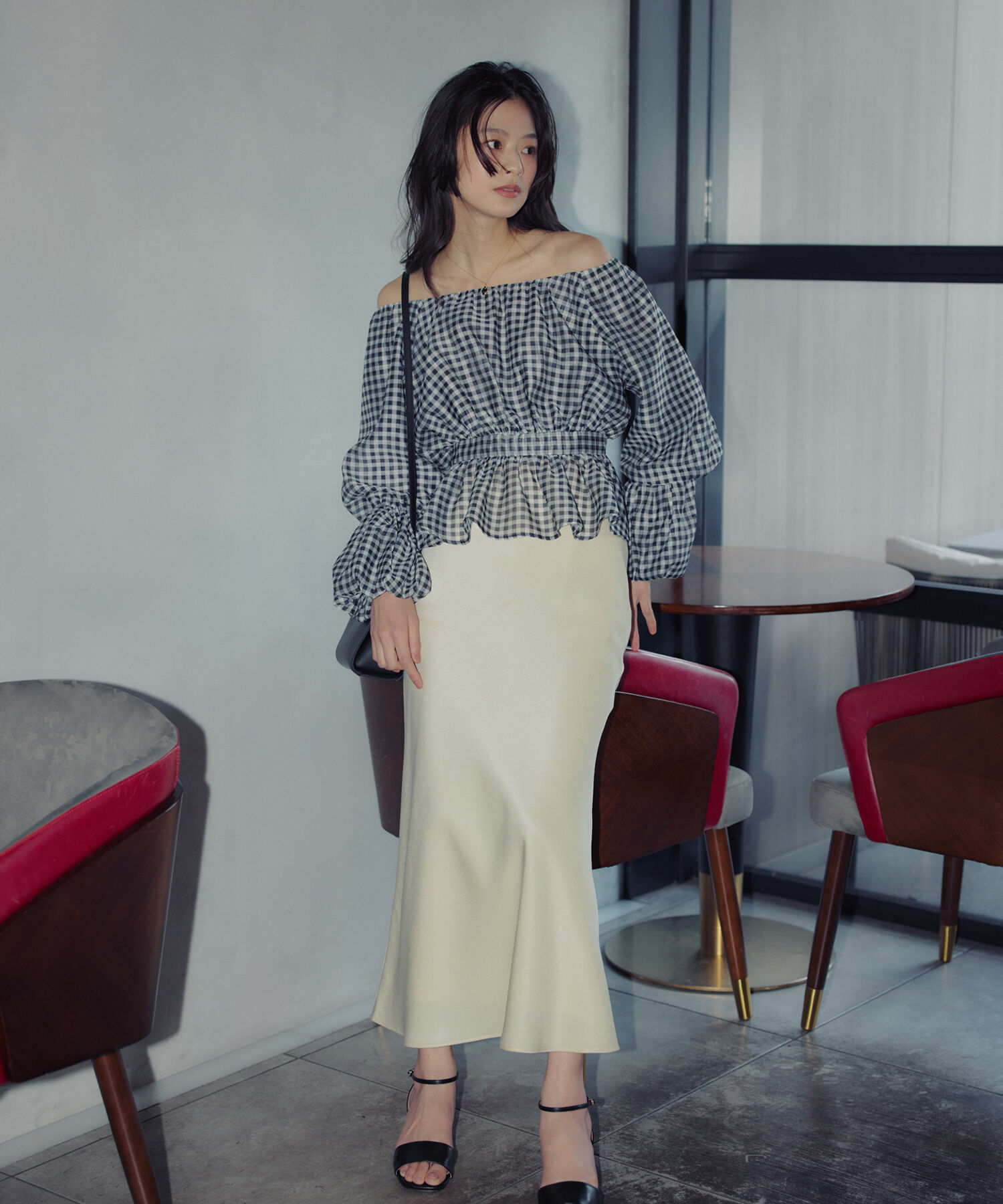  「バイアスサテンナロースカート」|スカート|イエロー