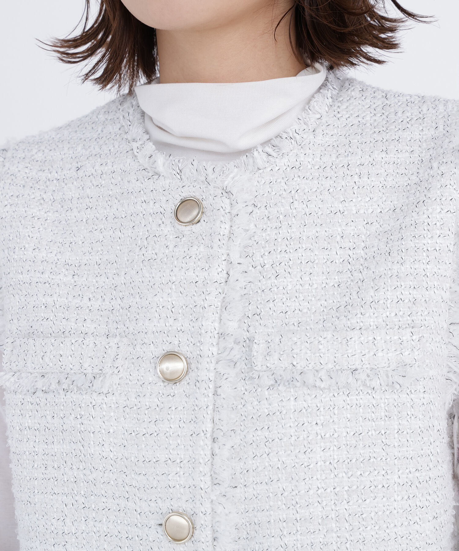  「ツイードシリーズ コンパクトジレ」|ブルゾン・スタジャン|