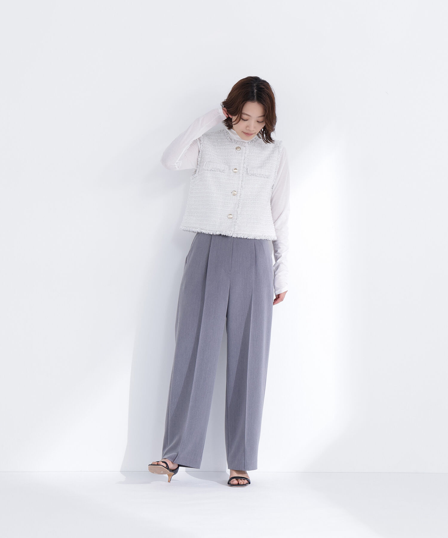  「ツイードシリーズ コンパクトジレ」|ブルゾン・スタジャン|