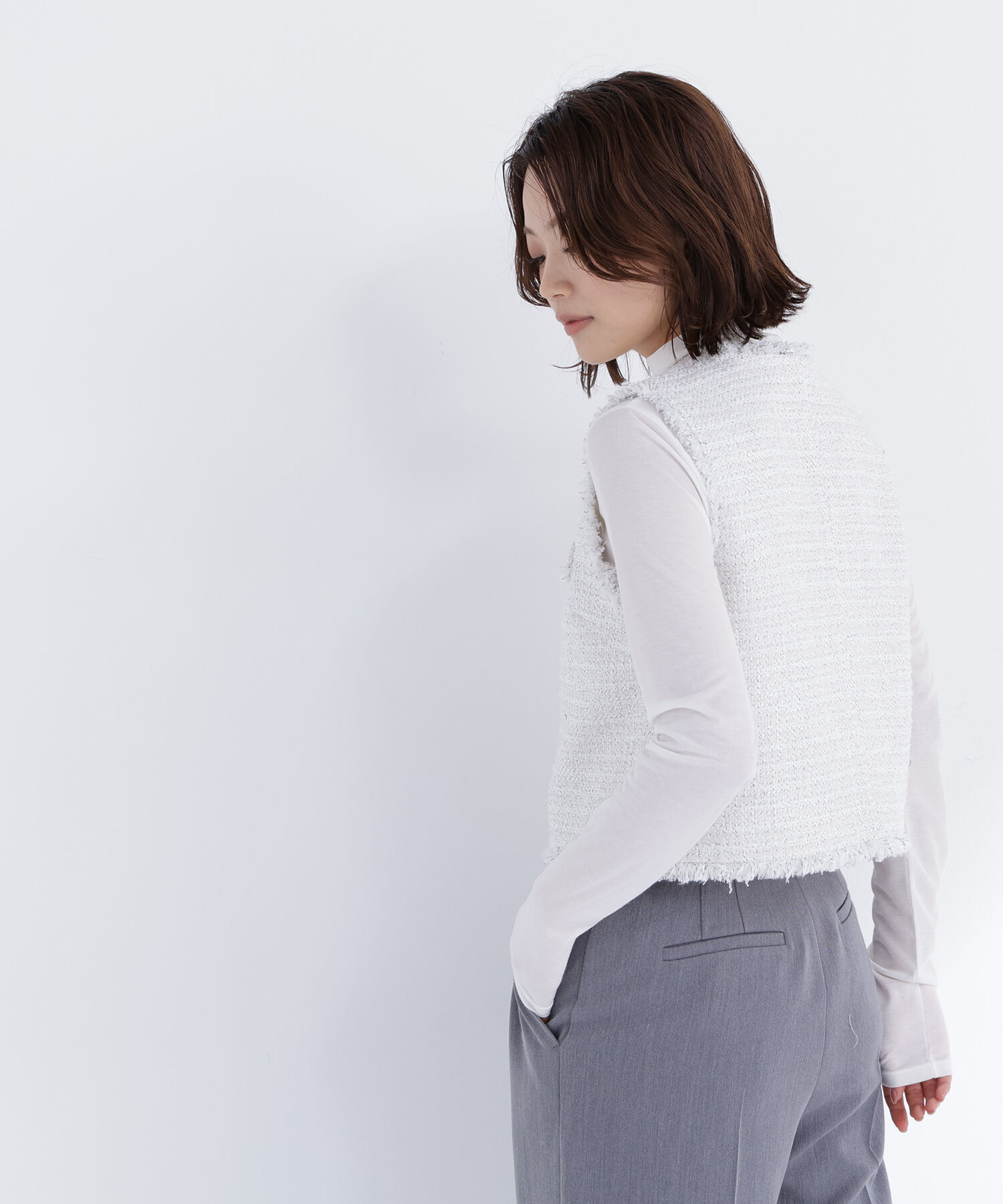  「ツイードシリーズ コンパクトジレ」|ブルゾン・スタジャン|