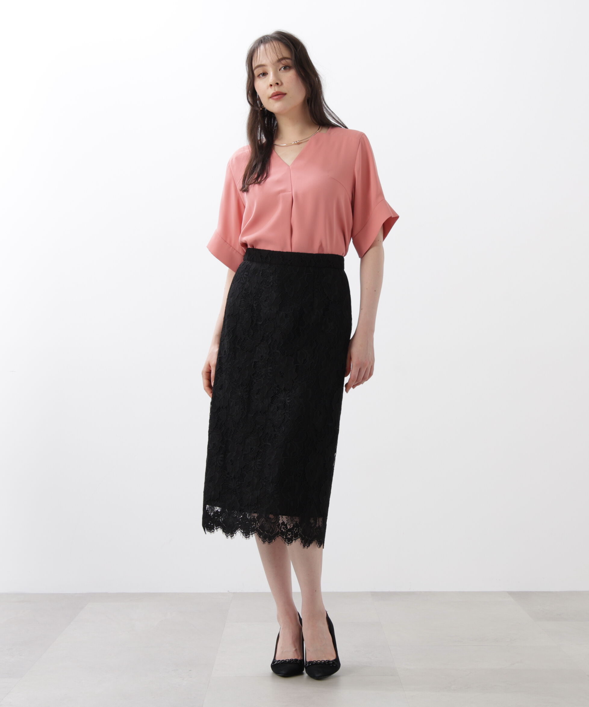  「◆ハーフスリーブＶネックブラウス」|シャツ・ブラウス|