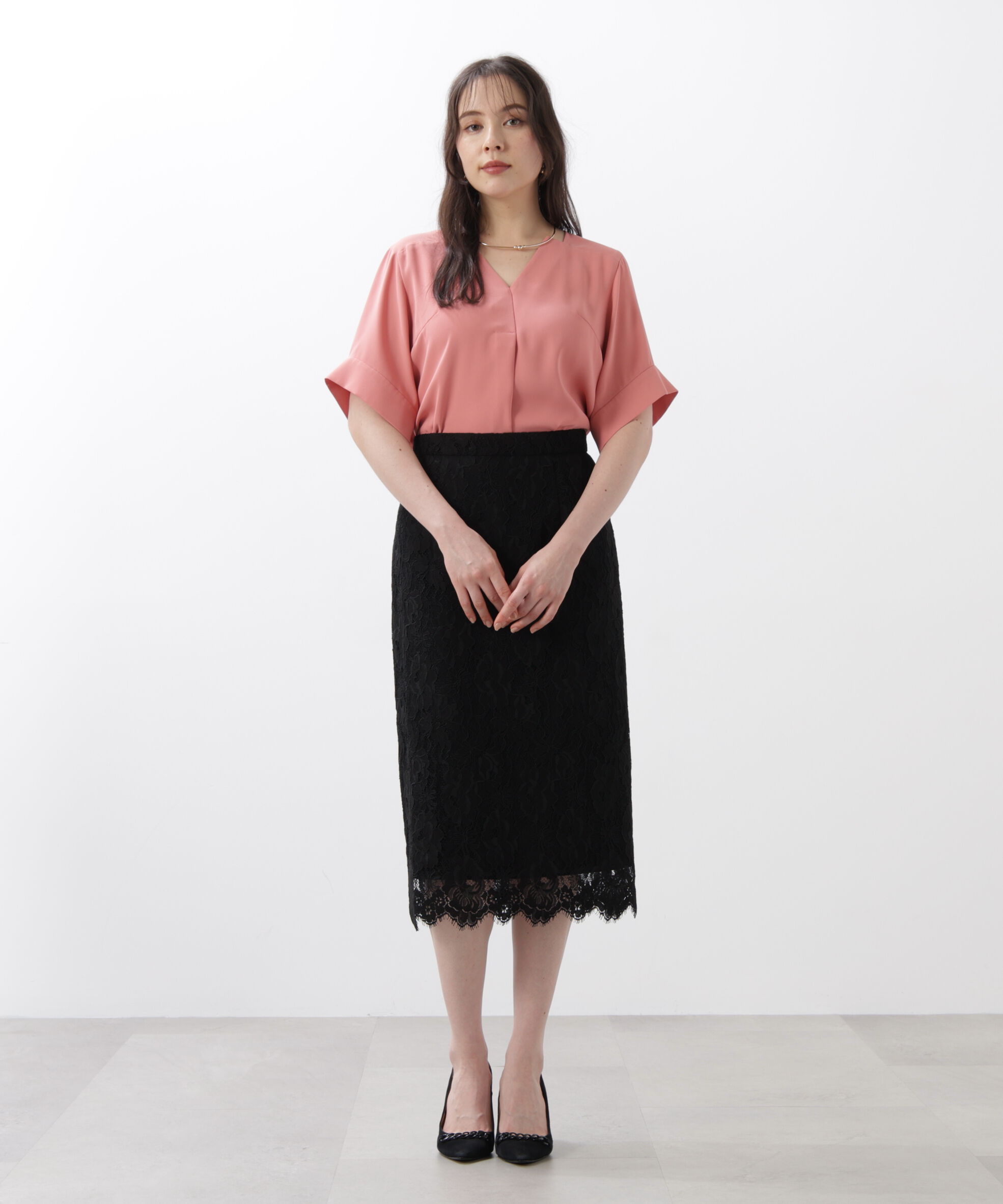  「◆ハーフスリーブＶネックブラウス」|シャツ・ブラウス|