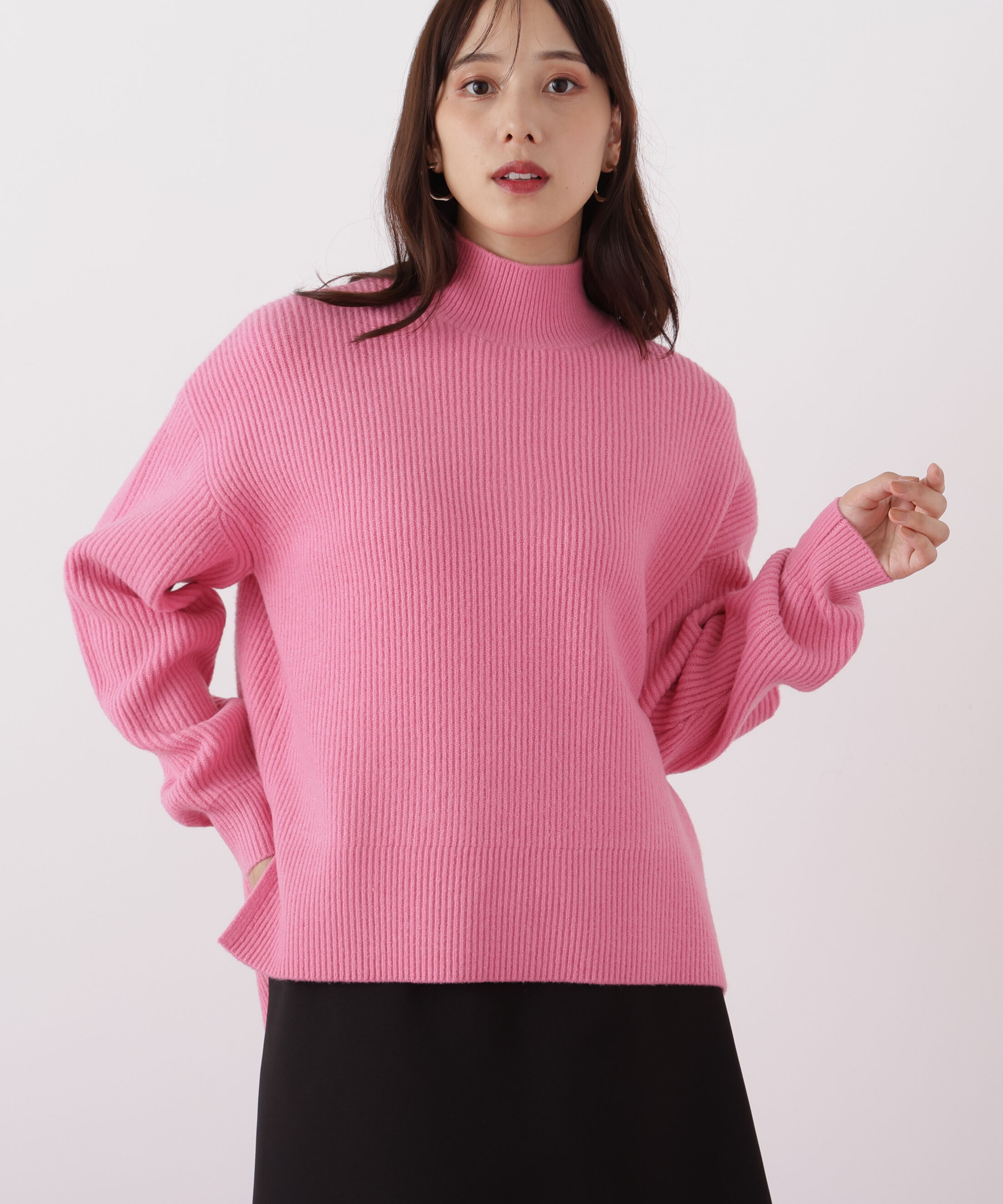  「◆フードスヌード付きニットプルオーバー」|ニット・セーター|