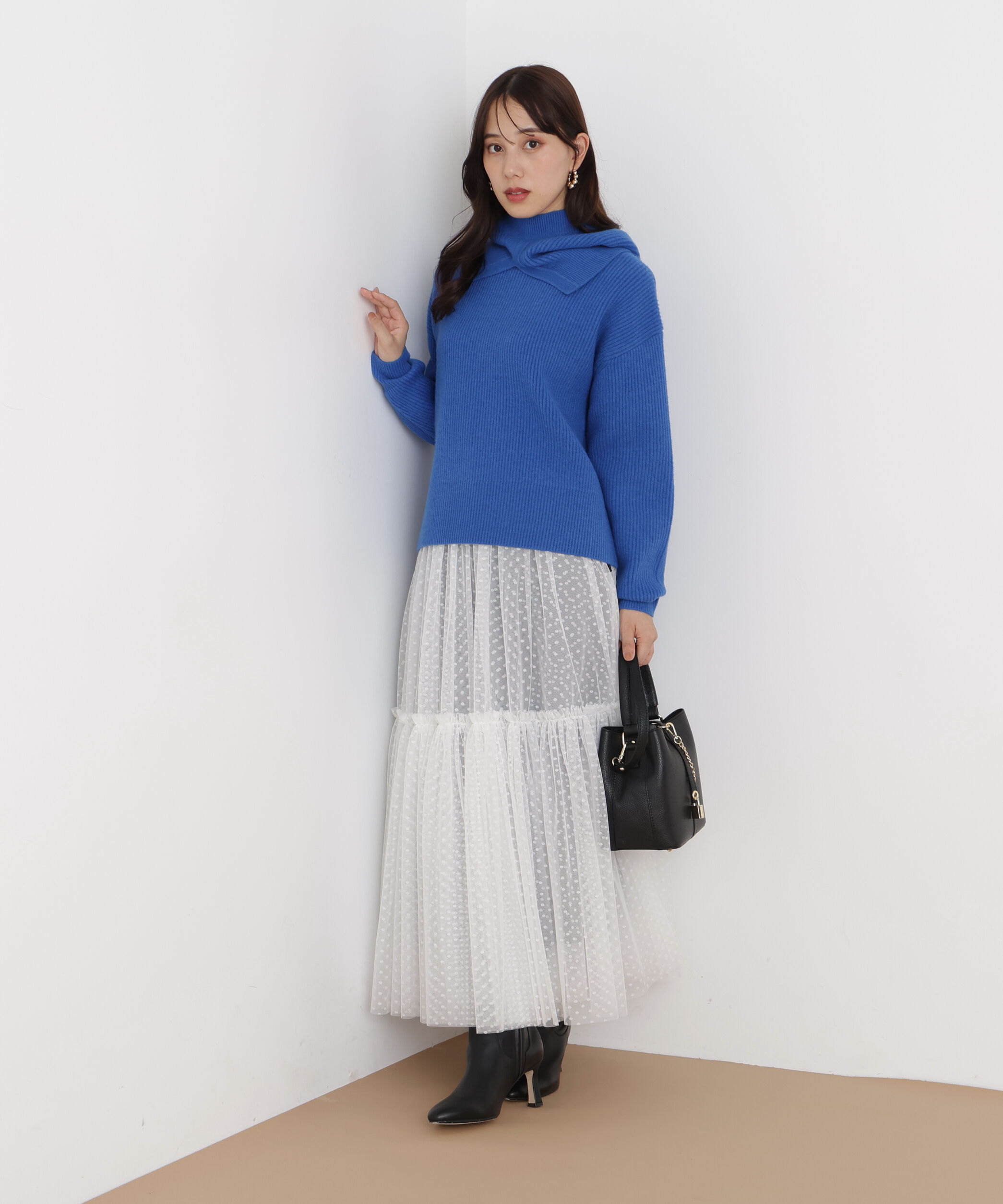  「◆フードスヌード付きニットプルオーバー」|ニット・セーター|