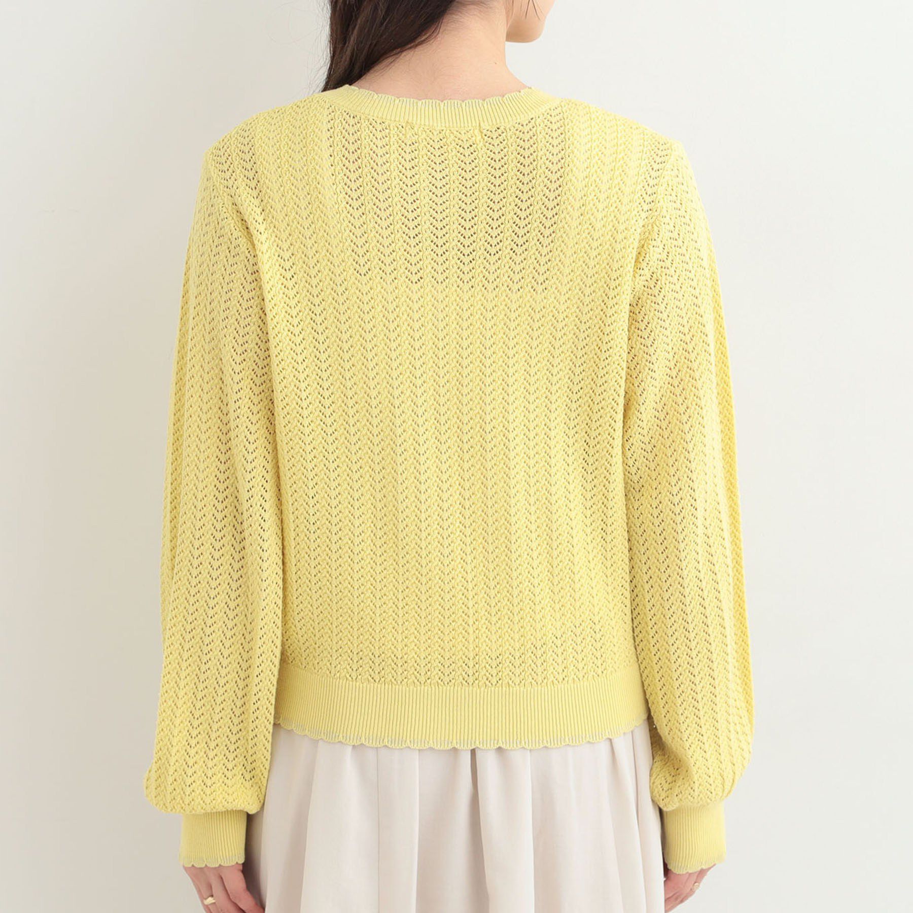 SHOO･LA･RUE「編み柄が上品 ラメ入り透かし編みカーディガン」|カーディガン|