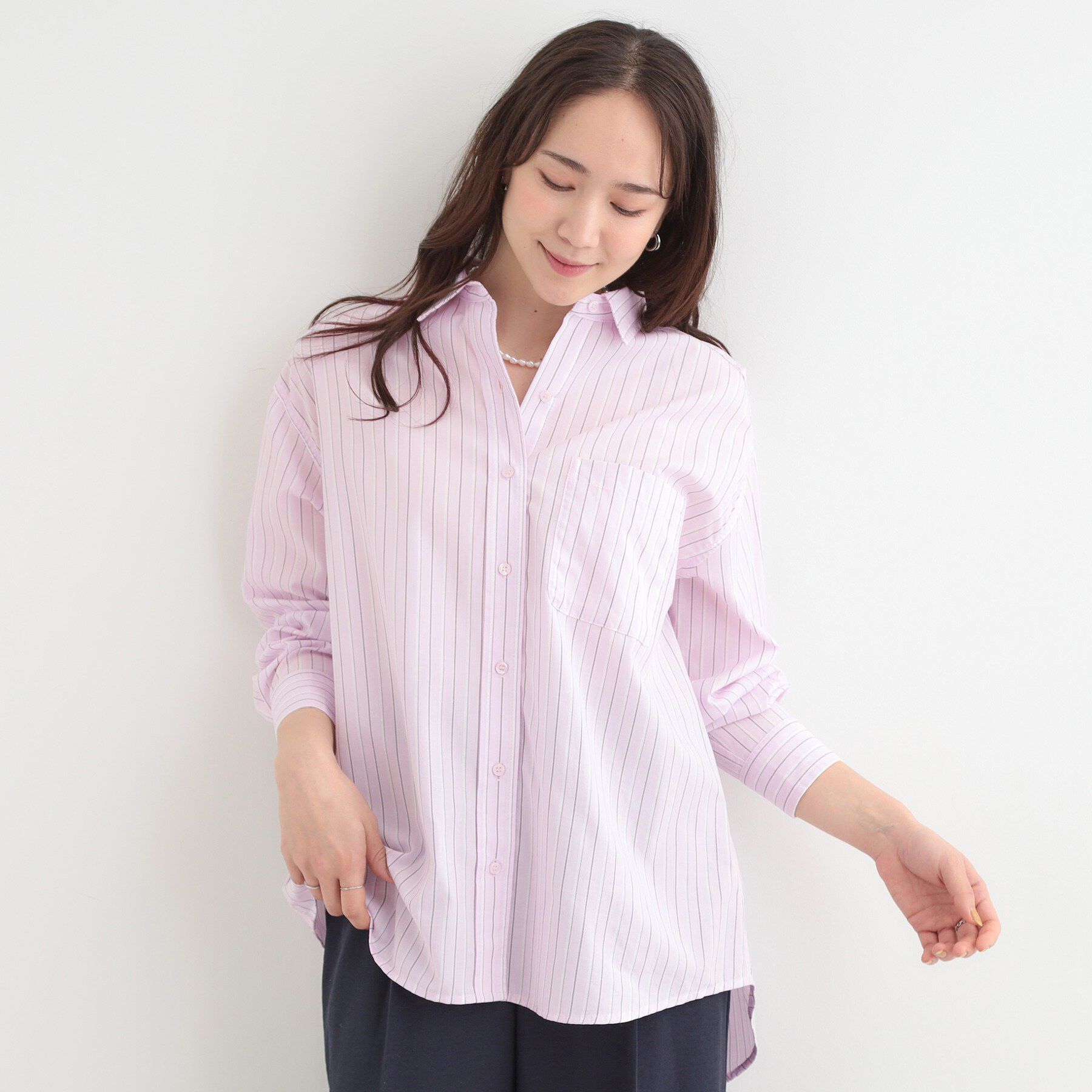 SHOO･LA･RUE「【S-LL】シーズン問わず合わせやすい レギュラーカラーシャツ」|シャツ・ブラウス|