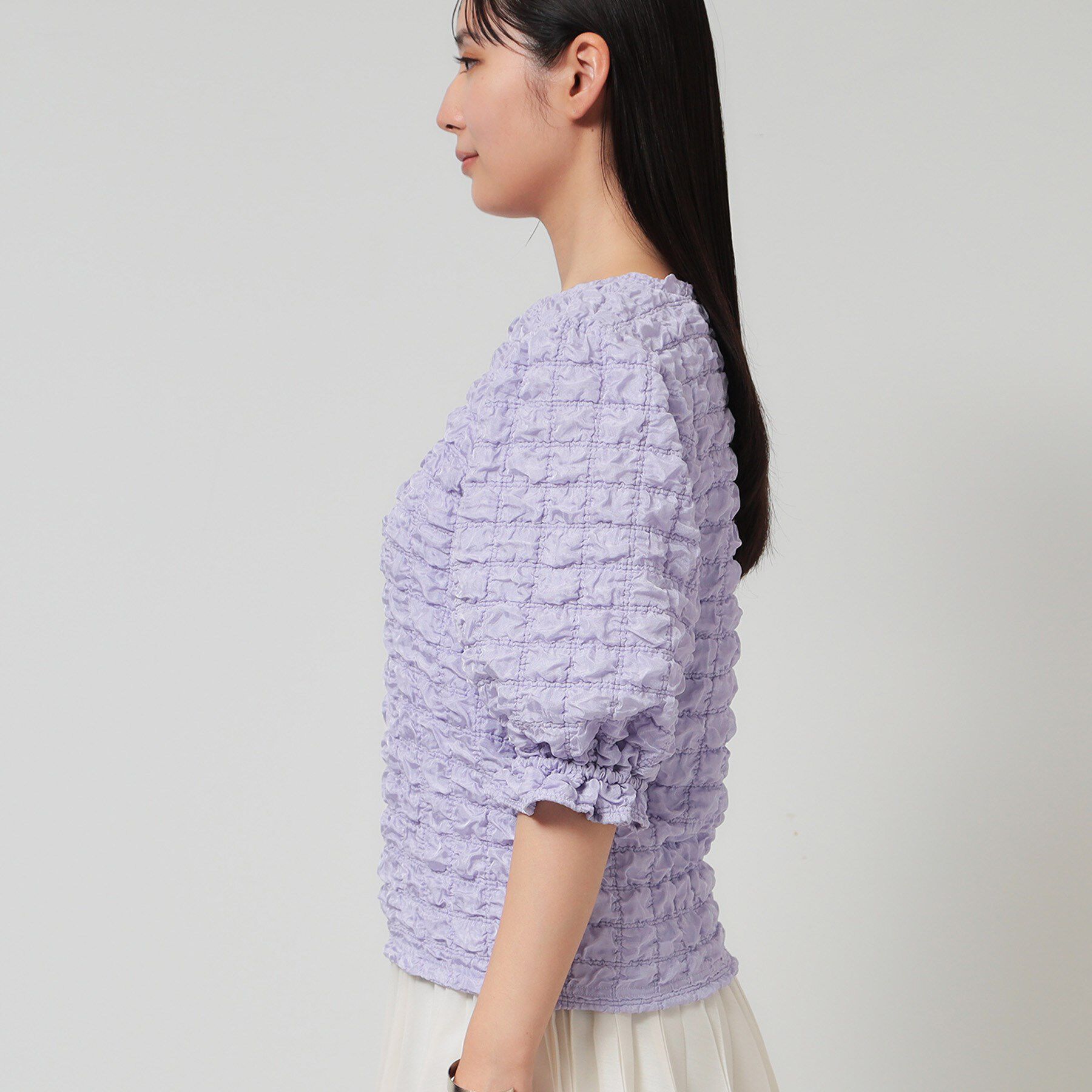 SunaUna「【今すぐ活躍！／パフスリーブ】ジャカードプルオーバー」|Tシャツ・カットソー|