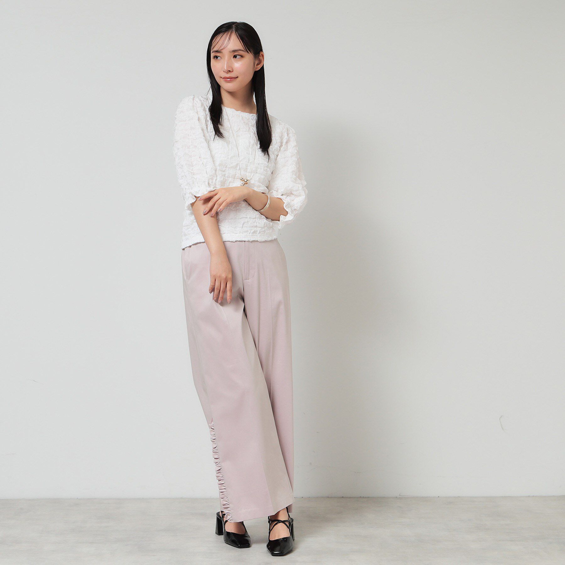 SunaUna「【今すぐ活躍！／パフスリーブ】ジャカードプルオーバー」|Tシャツ・カットソー|